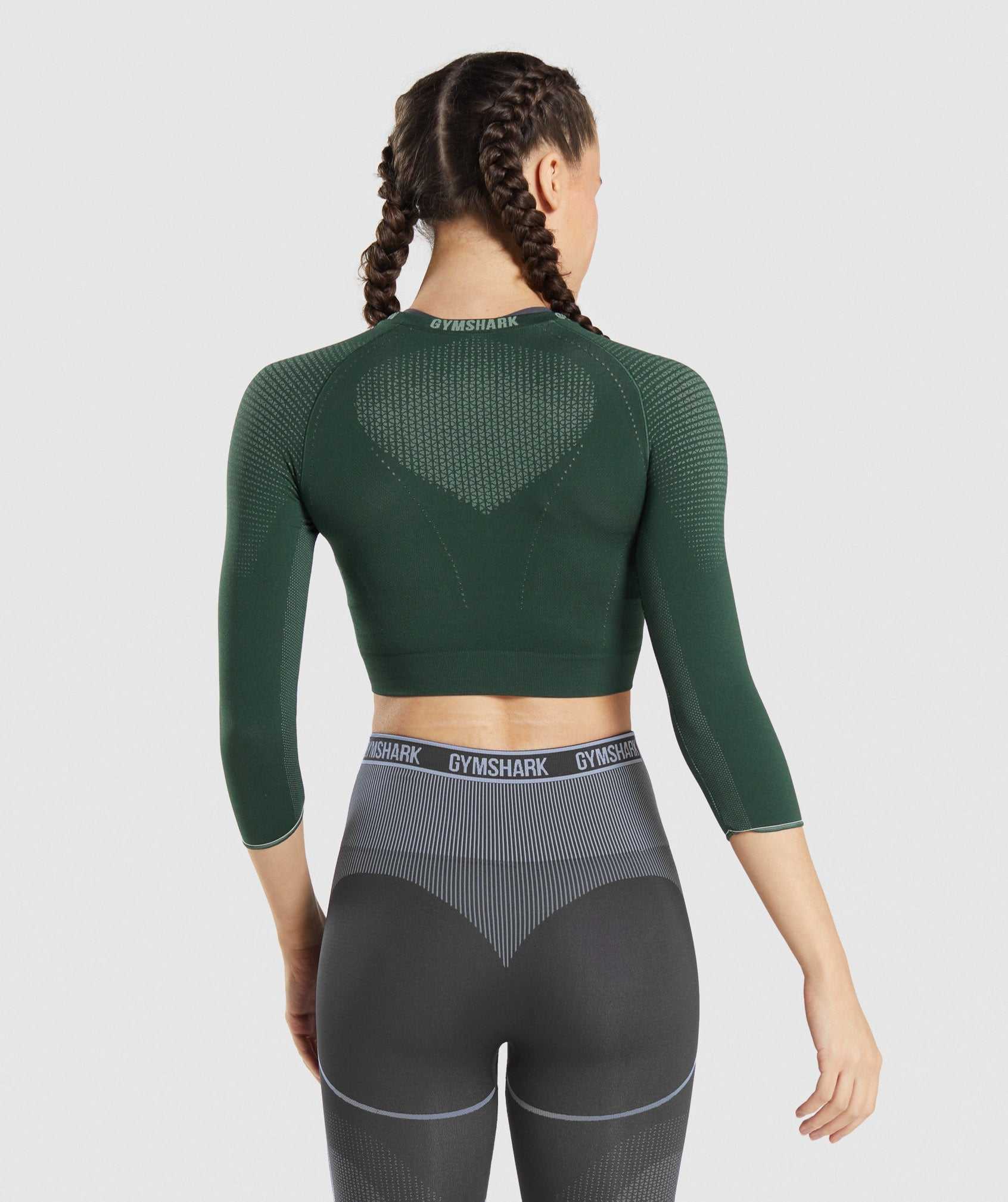 Obsidian Green / Green Gymshark Apex Seamless Crop Women's Tops | NBWAKI801