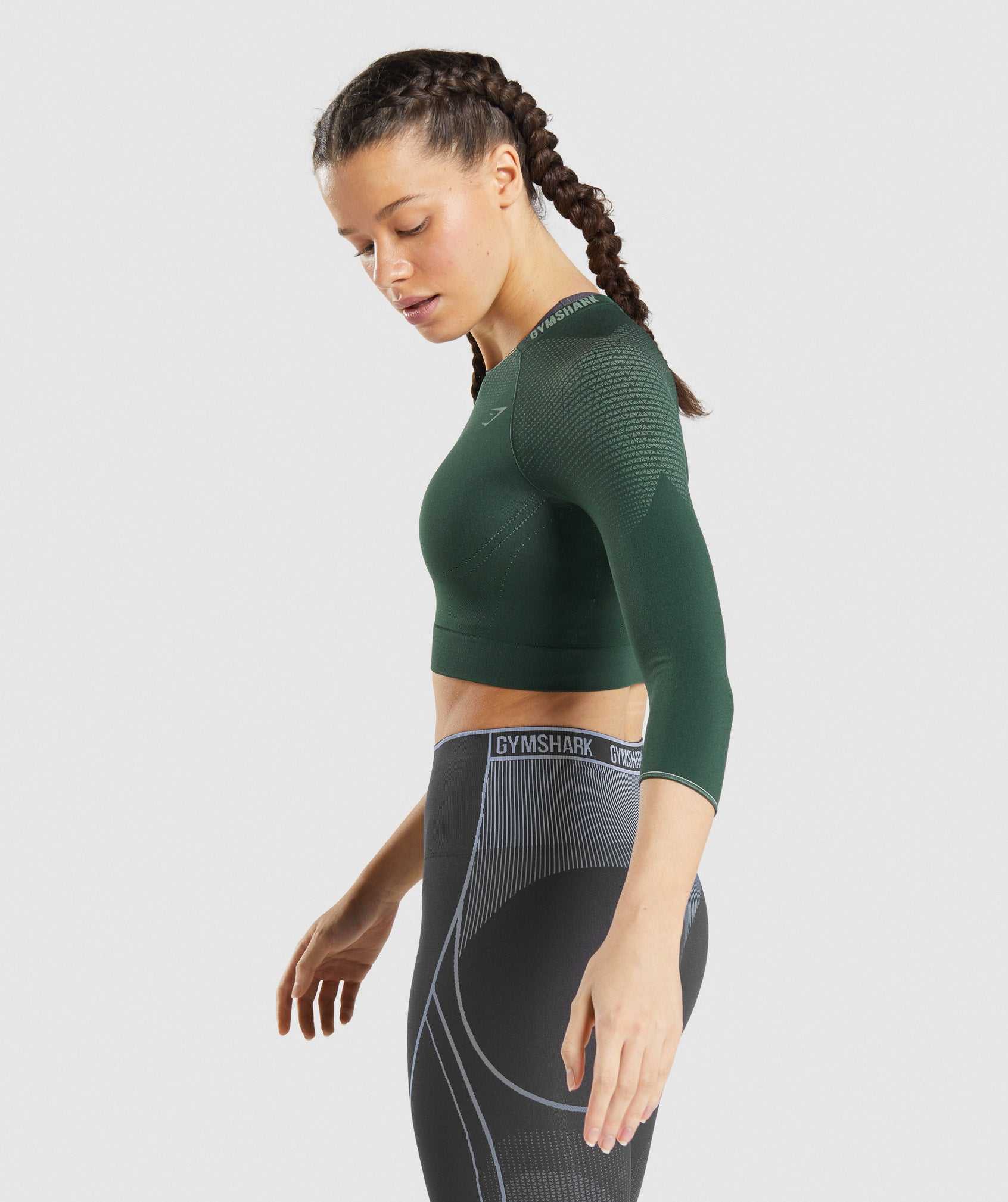 Obsidian Green / Green Gymshark Apex Seamless Crop Women's Tops | NBWAKI801