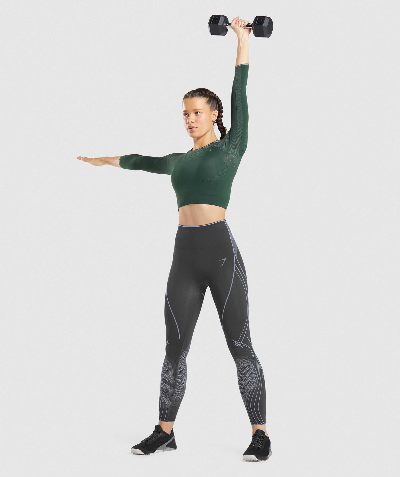 Obsidian Green / Green Gymshark Apex Seamless Crop Women's Tops | NBWAKI801