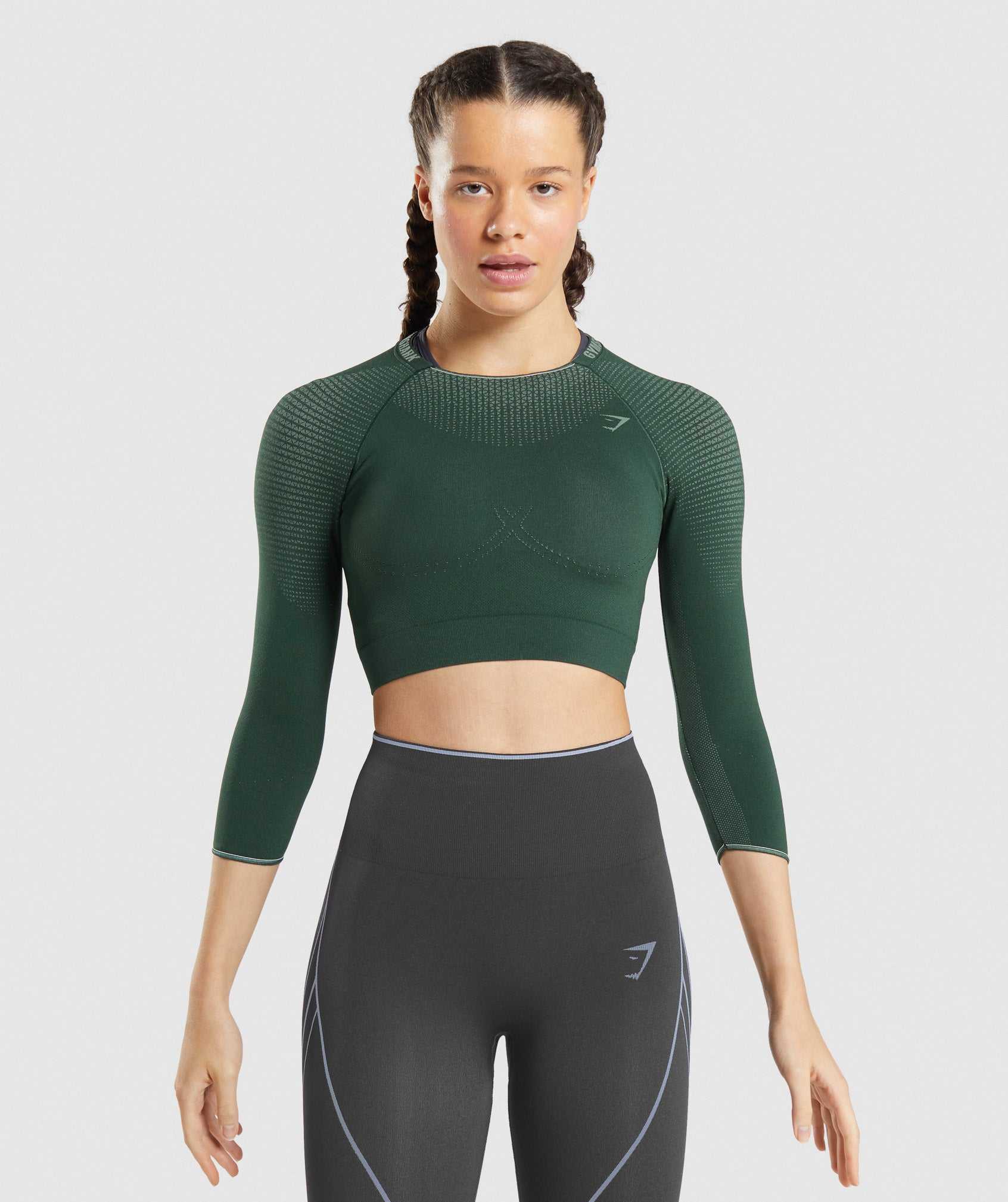 Obsidian Green / Green Gymshark Apex Seamless Crop Women\'s Tops | NBWAKI801