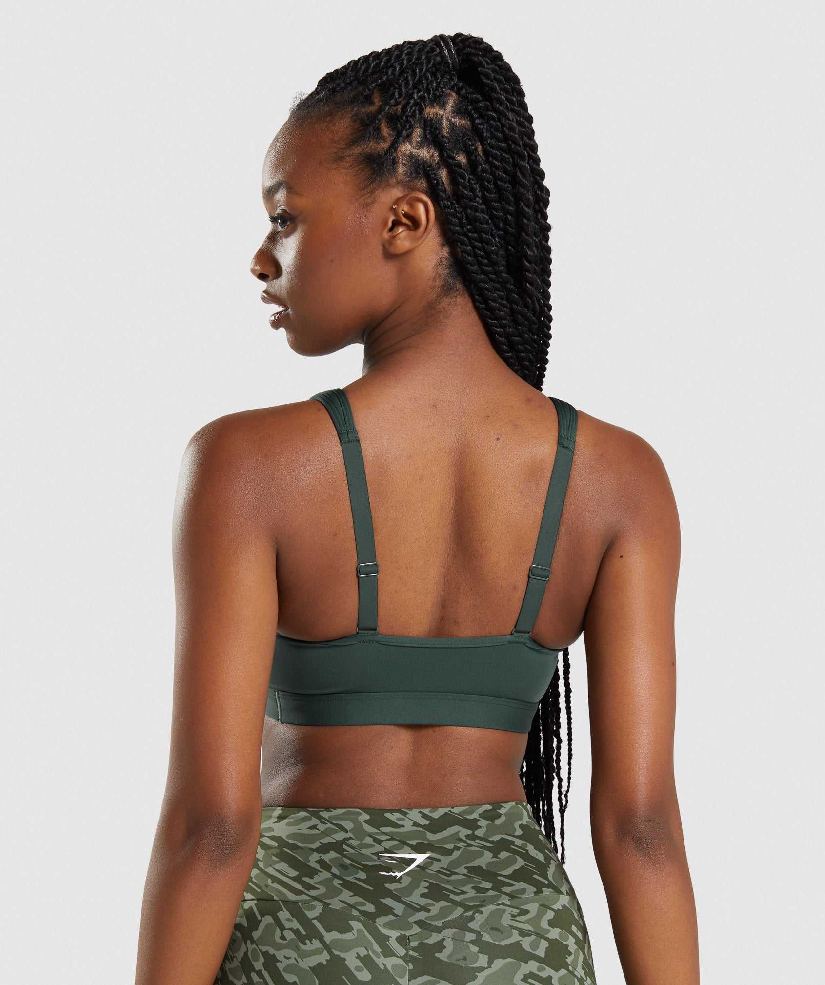 Obsidian Green Gymshark Scoop Neck Women's Sports Bra | BGADRY704