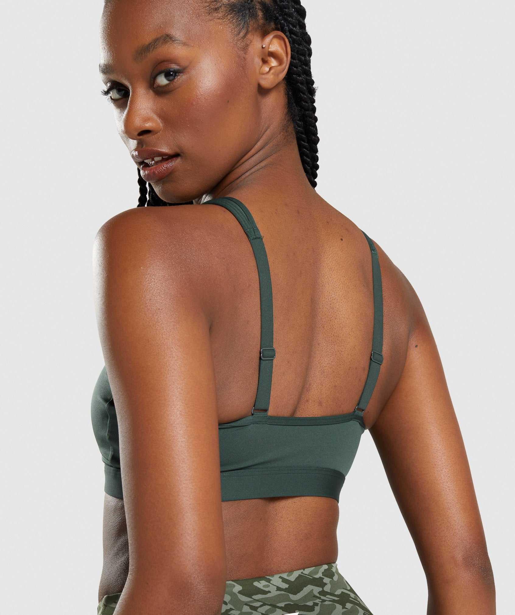 Obsidian Green Gymshark Scoop Neck Women's Sports Bra | BGADRY704