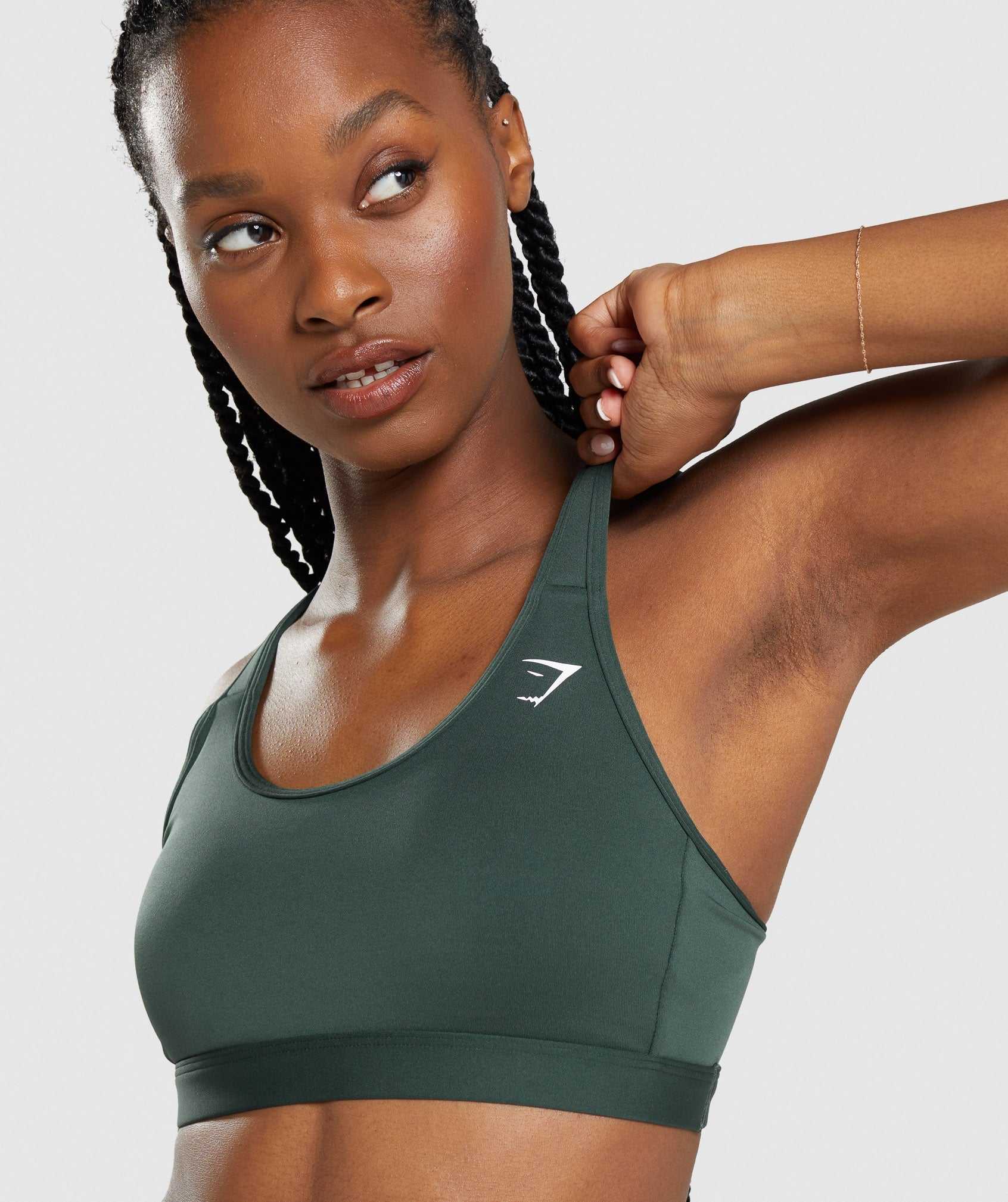 Obsidian Green Gymshark Scoop Neck Women's Sports Bra | BGADRY704