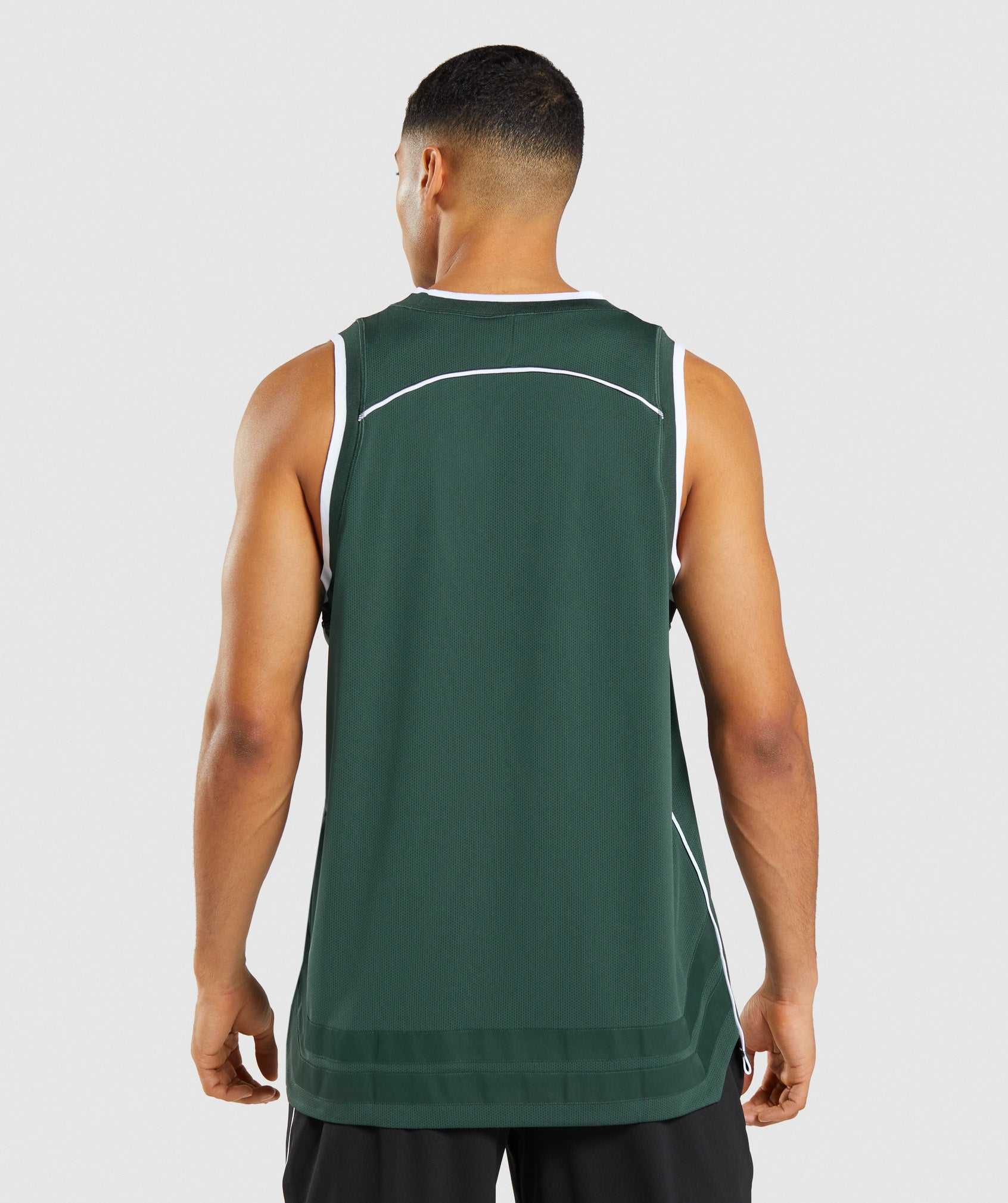 Obsidian Green / White Gymshark Recess Basketball Men's Tanks | ZKXWLE829