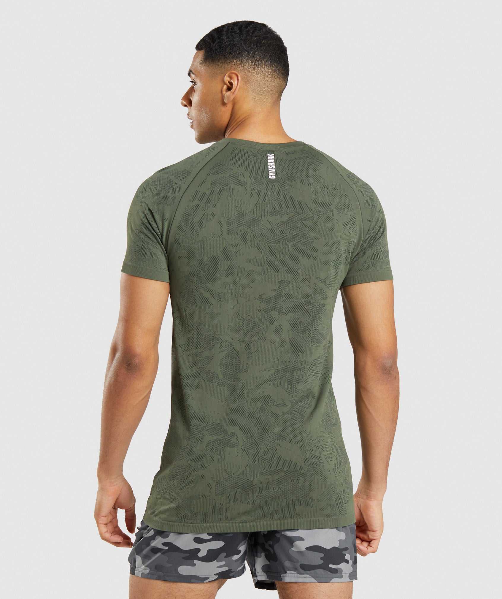 Olive / Black Gymshark Geo Seamless Men's T Shirts | XSWYAC059