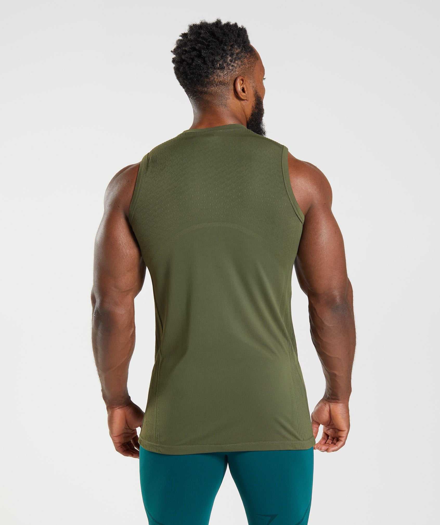 Olive / Green Gymshark 315 Seamless Men's Tanks | XQURGS097