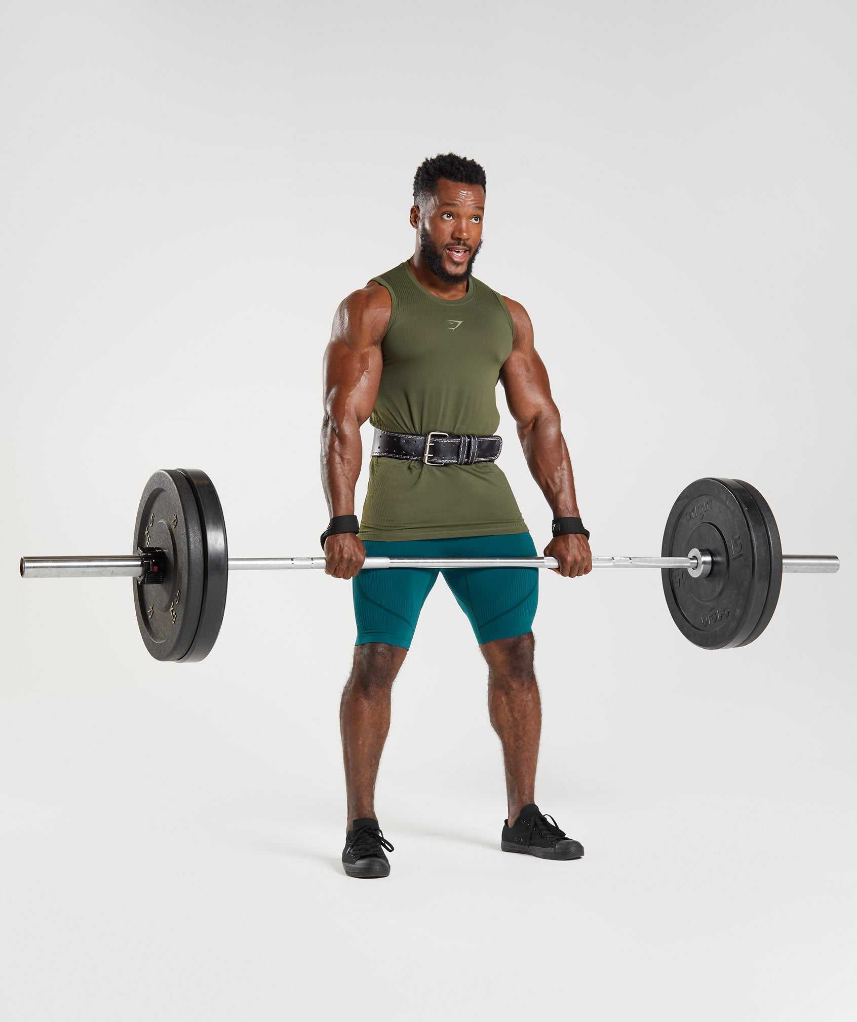 Olive / Green Gymshark 315 Seamless Men's Tanks | XQURGS097