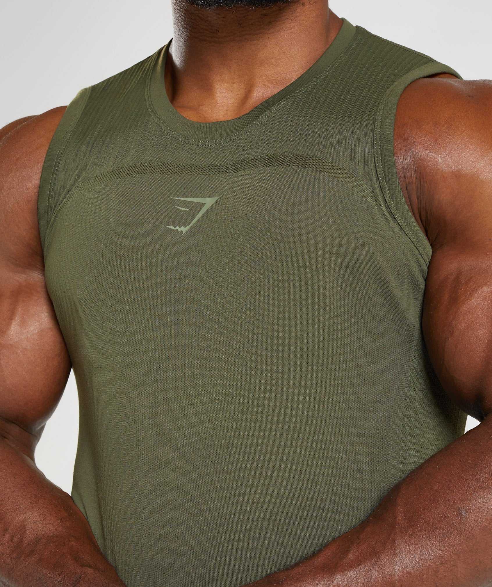 Olive / Green Gymshark 315 Seamless Men's Tanks | XQURGS097