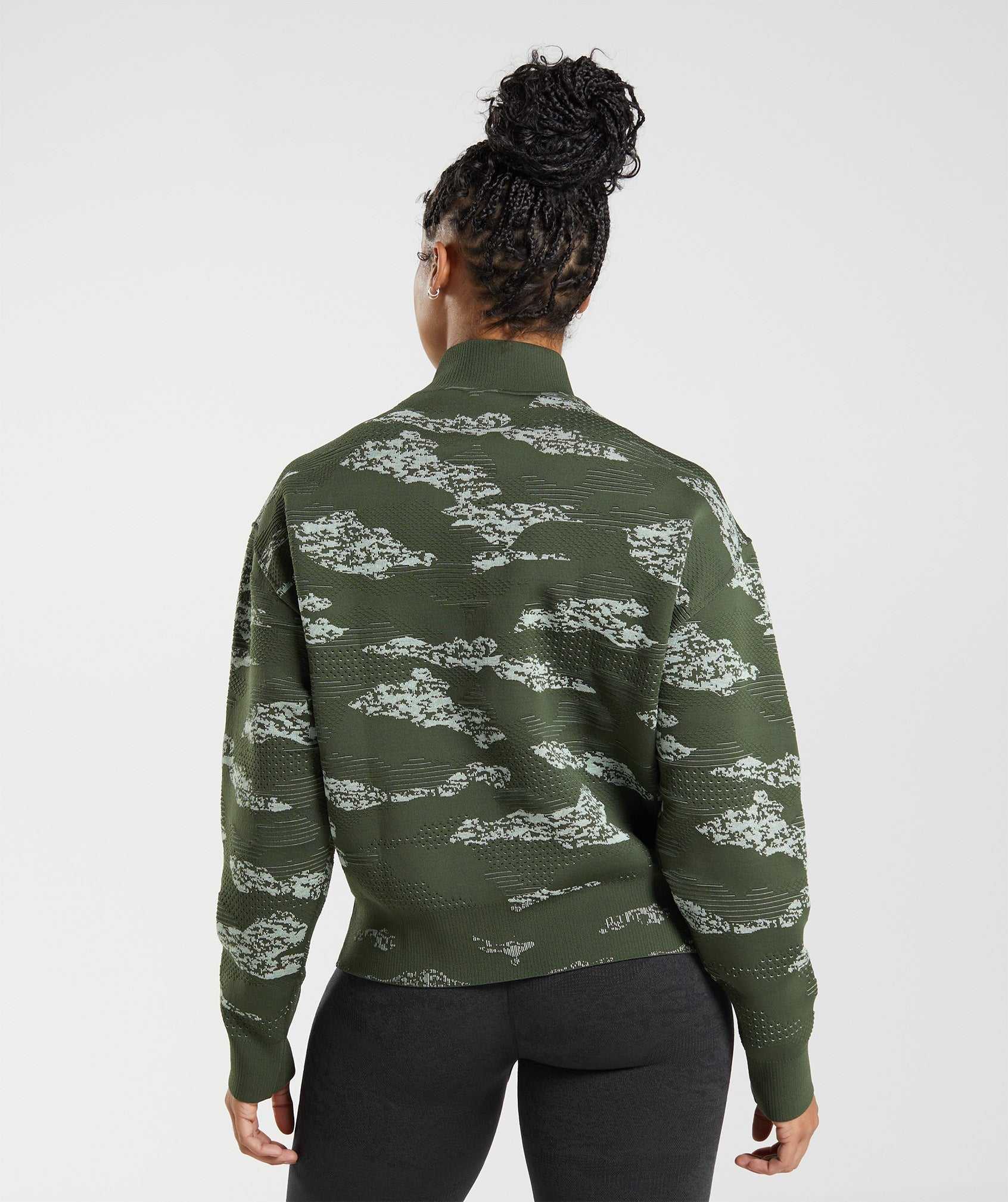 Olive / Green Gymshark Adapt Camo Seamless Track Women's Jackets | YDRHOE530