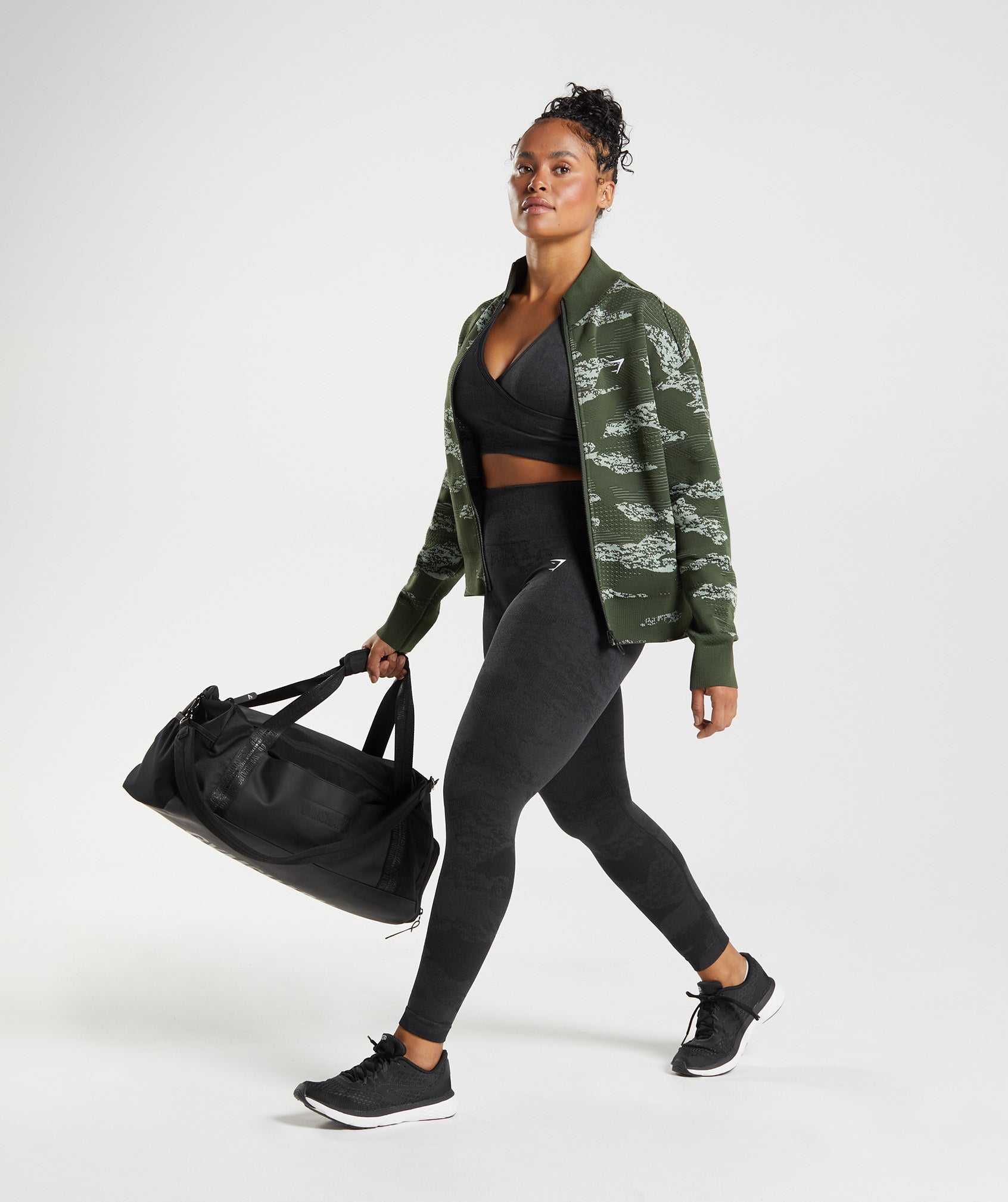 Olive / Green Gymshark Adapt Camo Seamless Track Women's Jackets | YDRHOE530