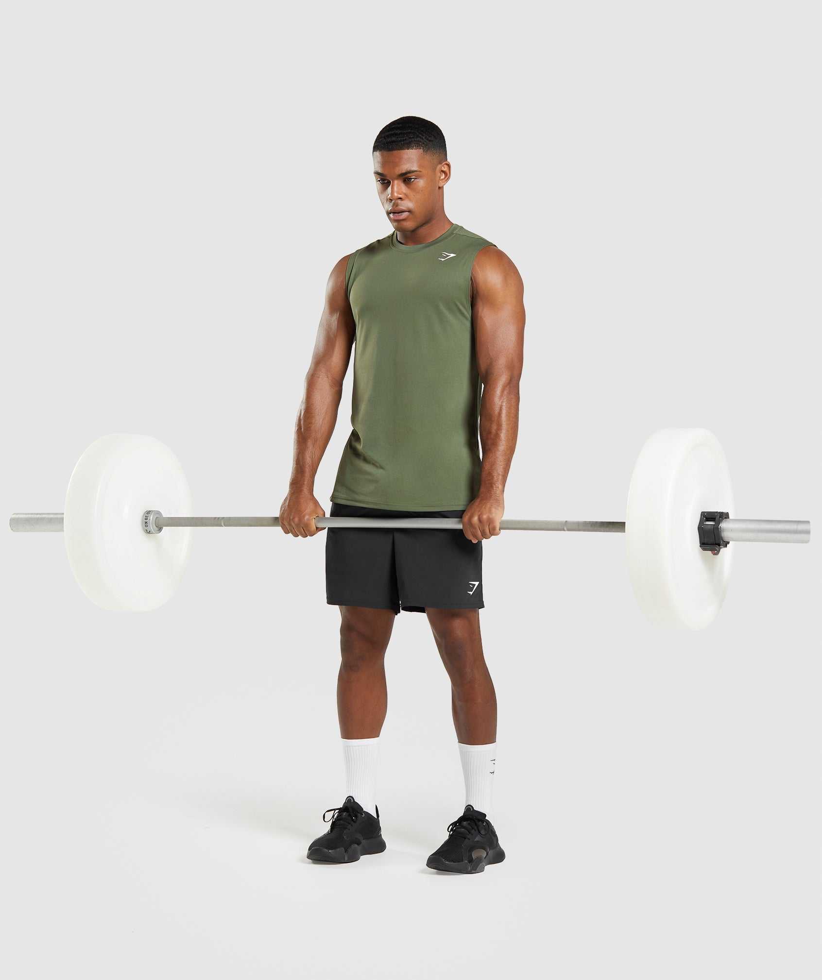 Olive Gymshark Arrival Sleeveless Men's Tanks | AWHXEL867