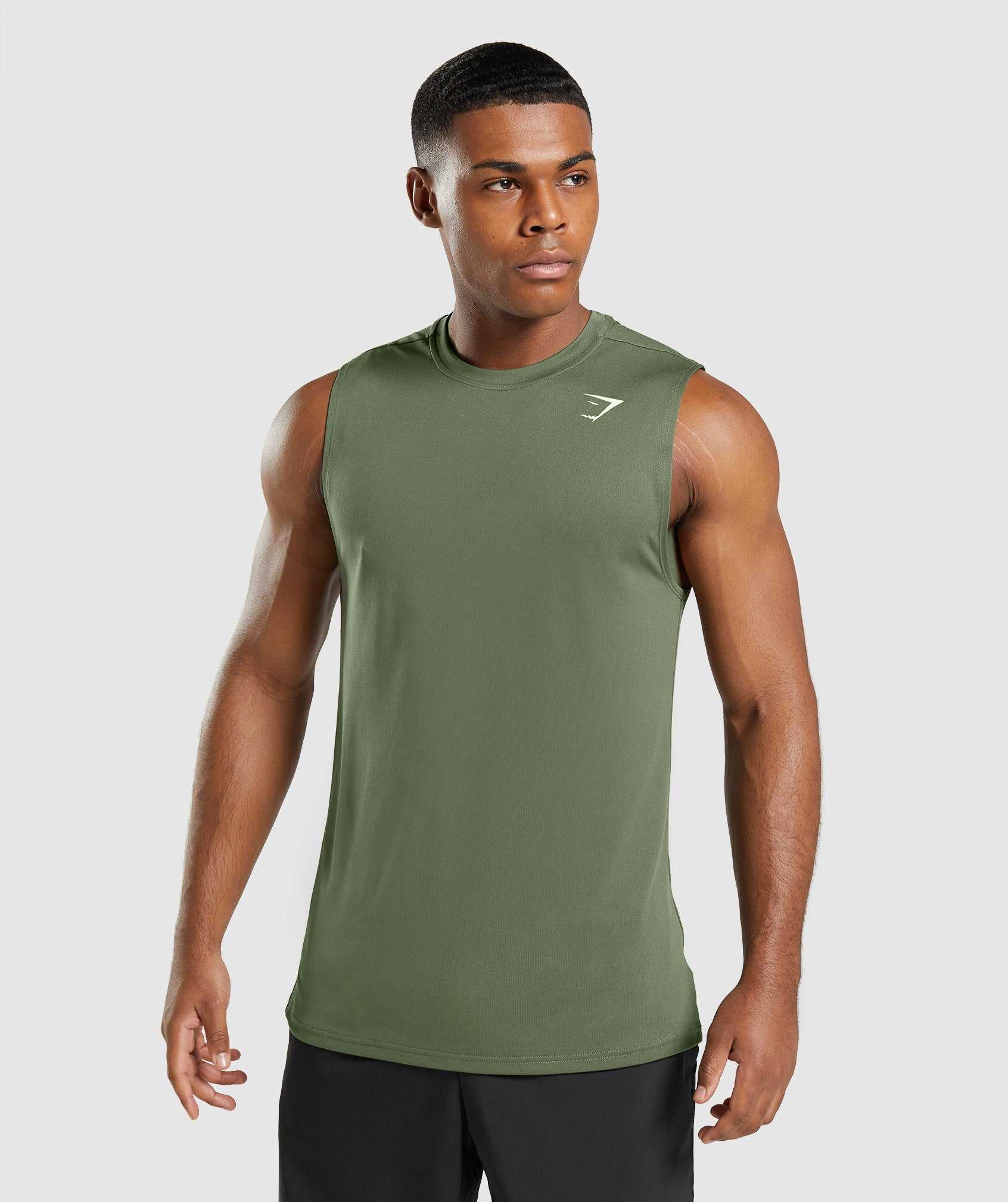 Olive Gymshark Arrival Sleeveless Men\'s Tanks | AWHXEL867