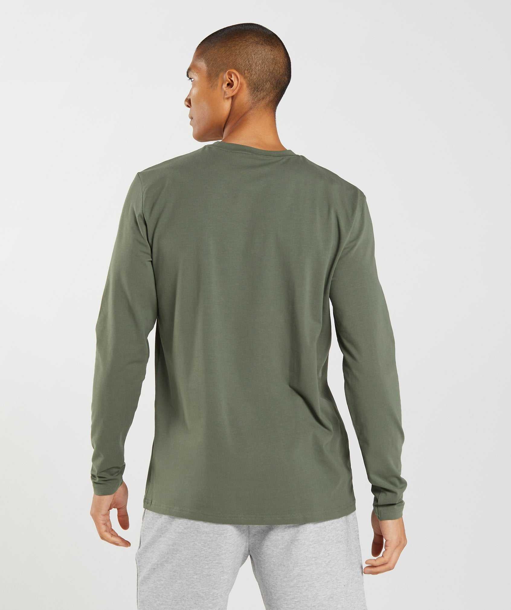 Olive Gymshark Block Long Sleeve Men's T Shirts | STXVJA158