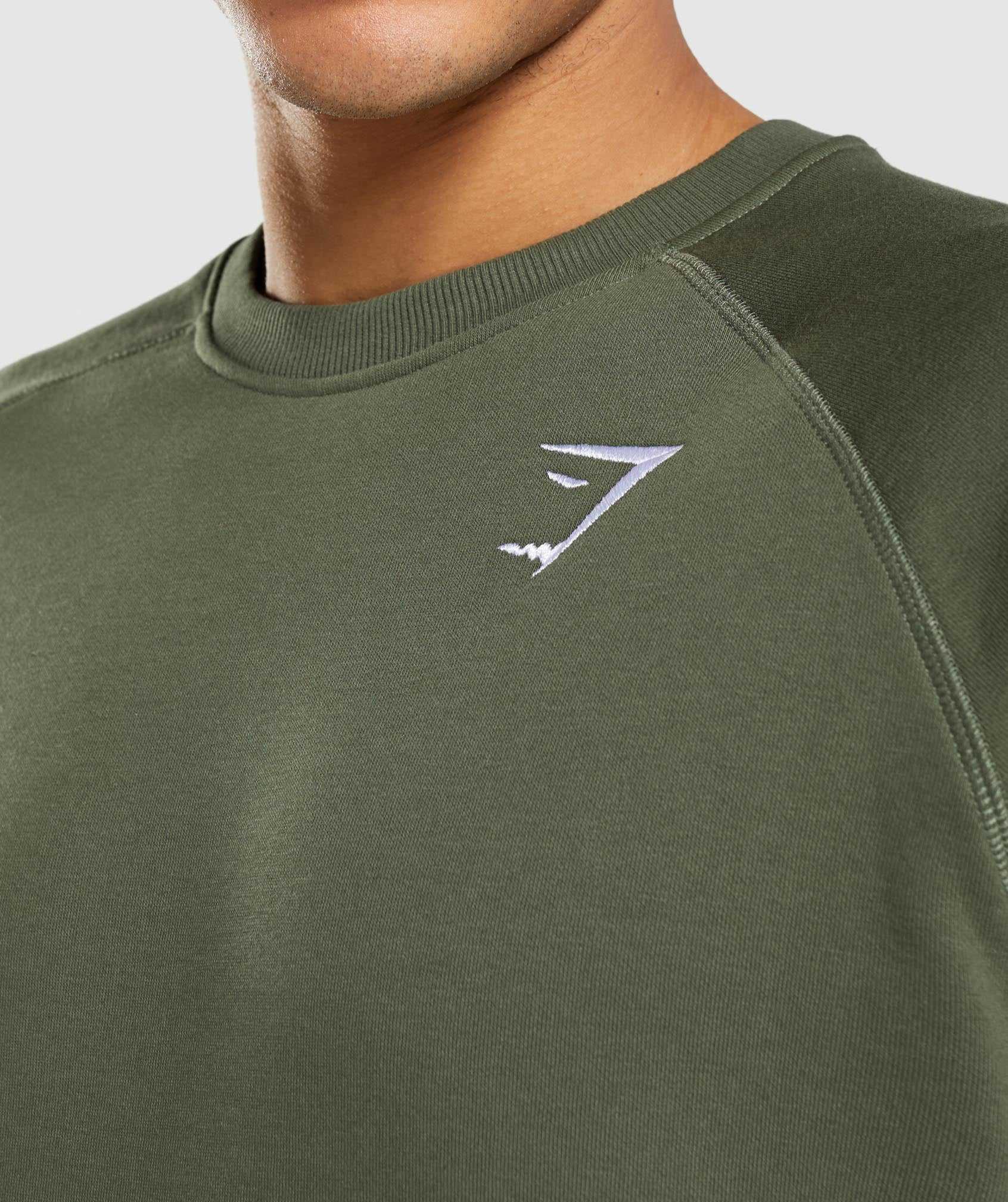 Olive Gymshark Crest Sweatshirt Men's Pullover | FWNEYR741