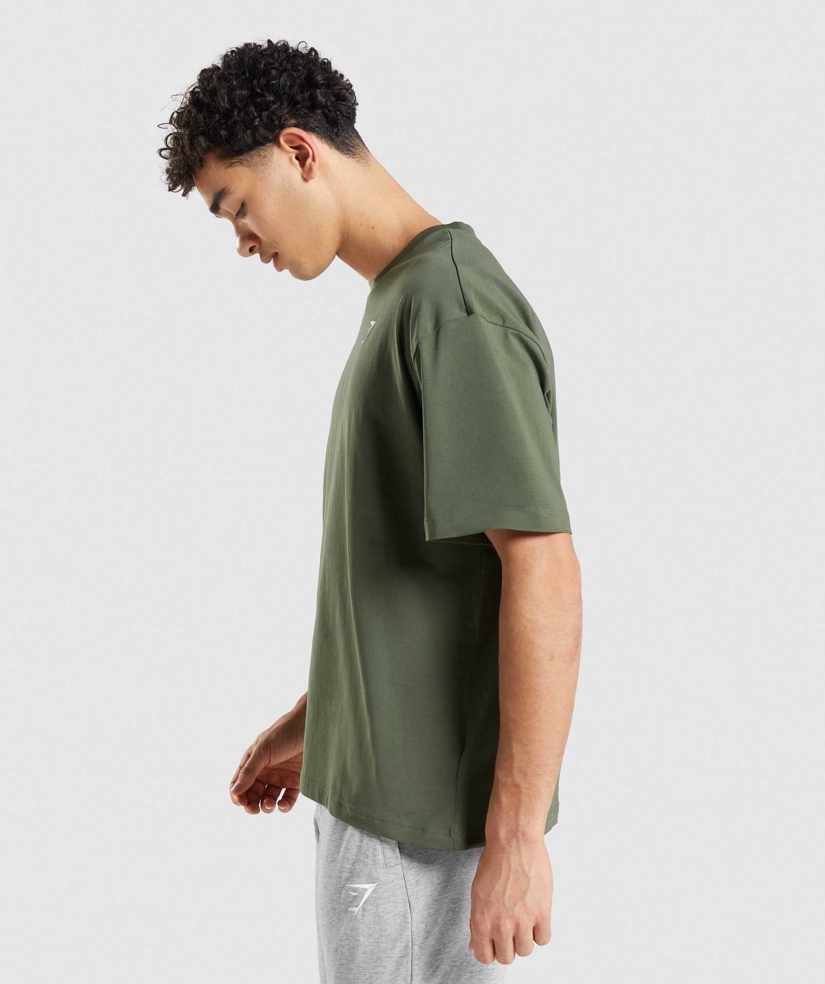 Olive Gymshark Essential Oversized Men's T Shirts | CNPYHK260