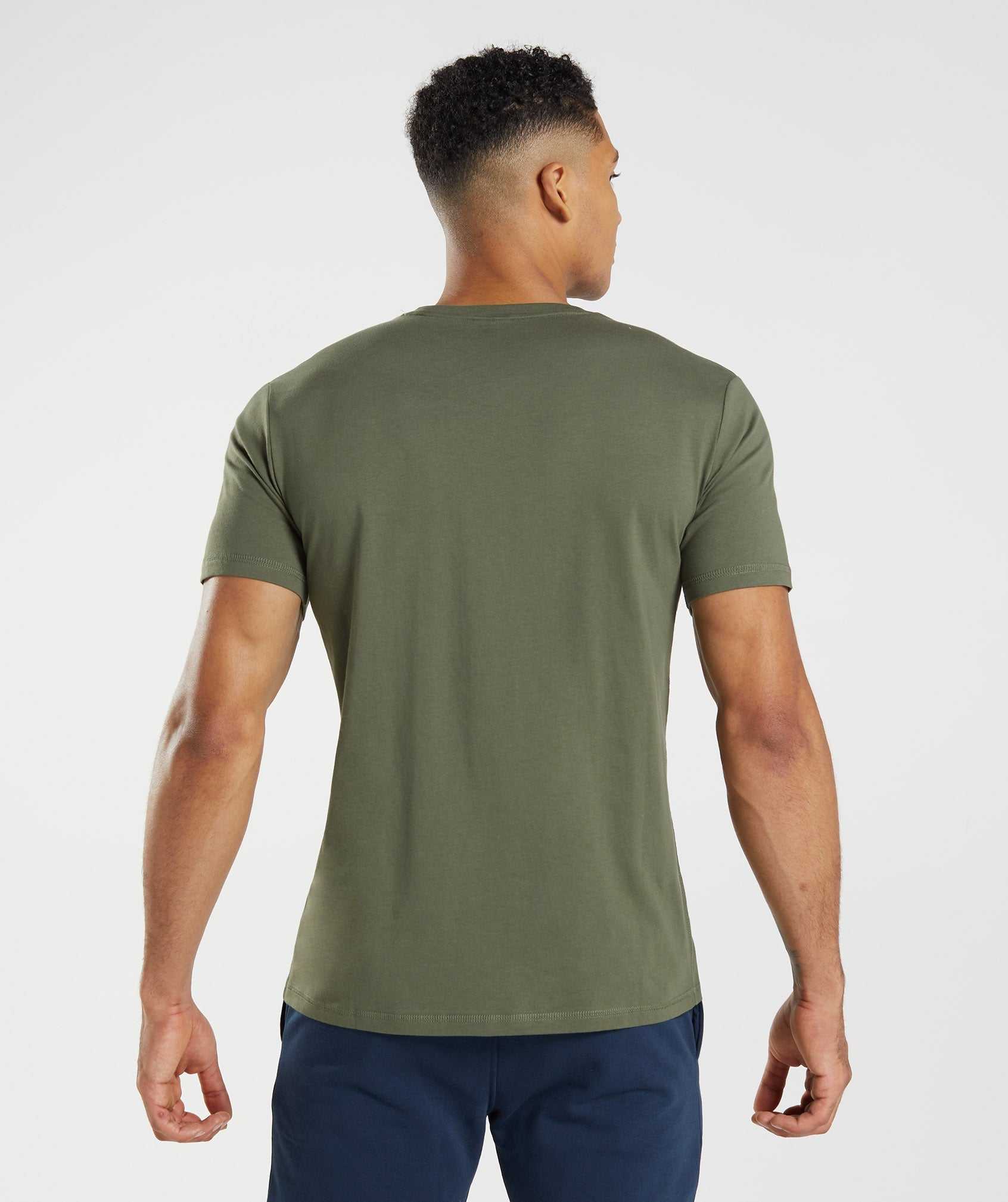 Olive Gymshark Sharkhead Infill Men's T Shirts | SRXDBE893