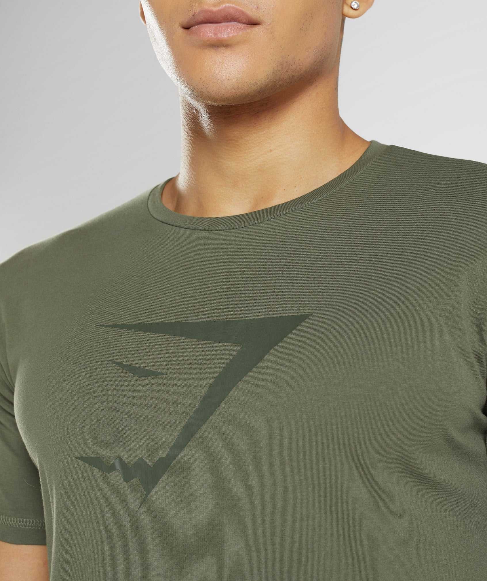 Olive Gymshark Sharkhead Infill Men's T Shirts | SRXDBE893