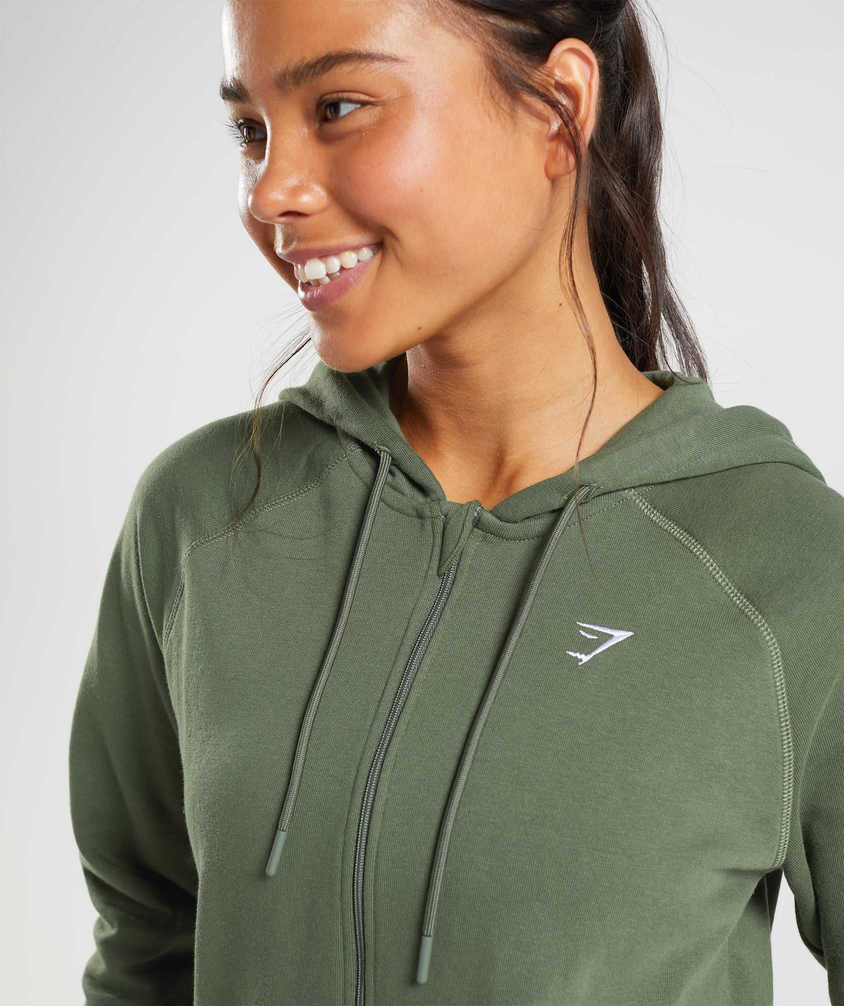 Olive Gymshark Training Zip Women's Hoodie | QPZBLF481