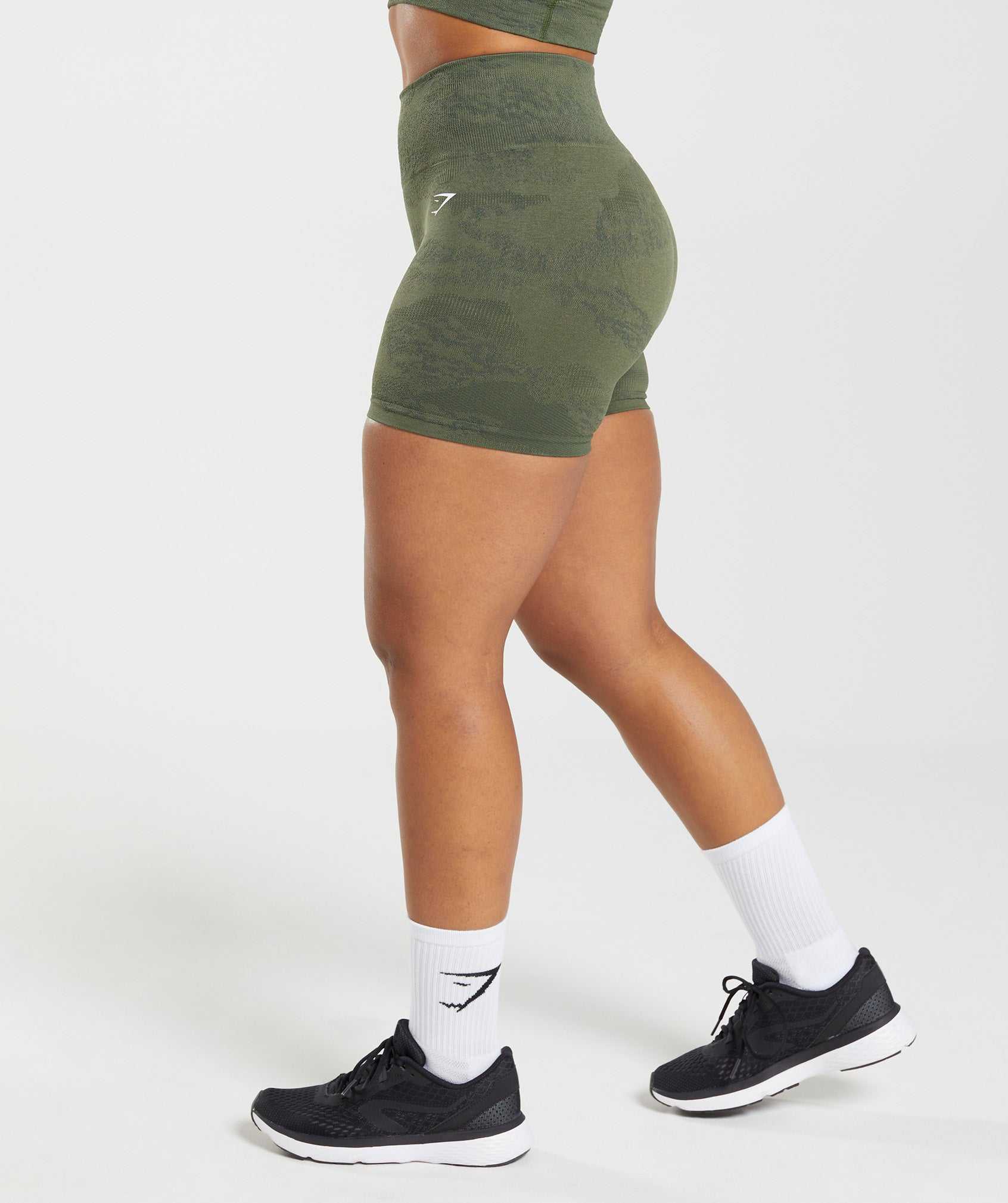 Olive / Olive Gymshark Adapt Camo Seamless Women's Shorts | EQKHCX926