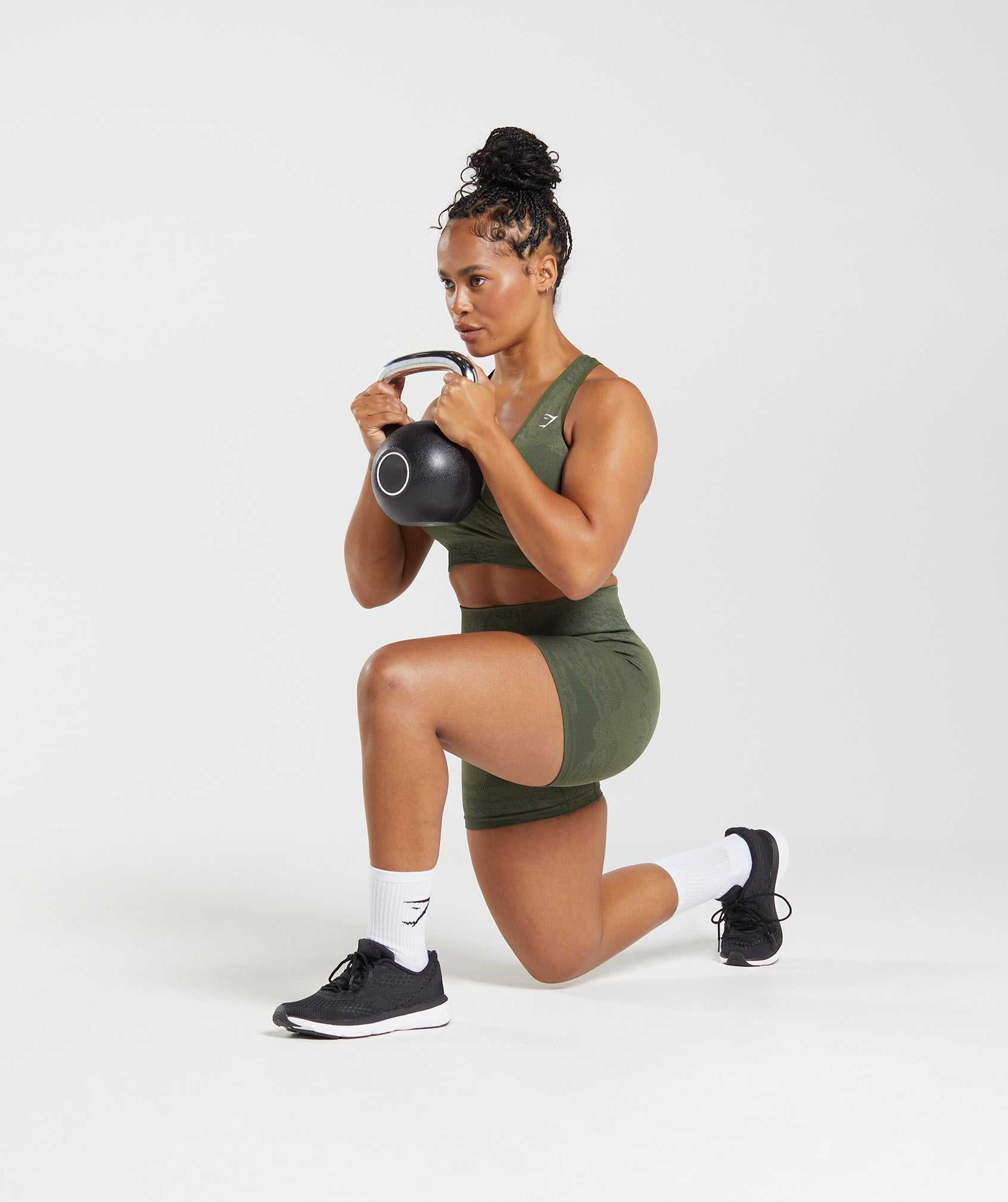 Olive / Olive Gymshark Adapt Camo Seamless Women's Shorts | EQKHCX926