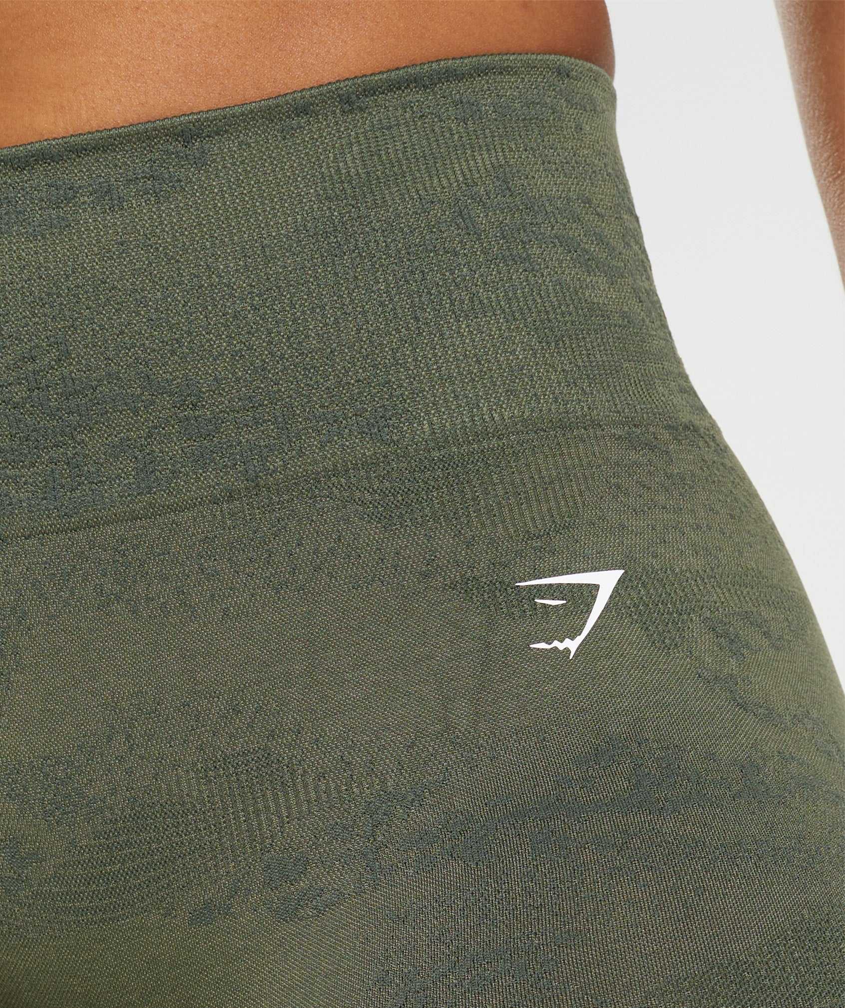 Olive / Olive Gymshark Adapt Camo Seamless Women's Shorts | EQKHCX926