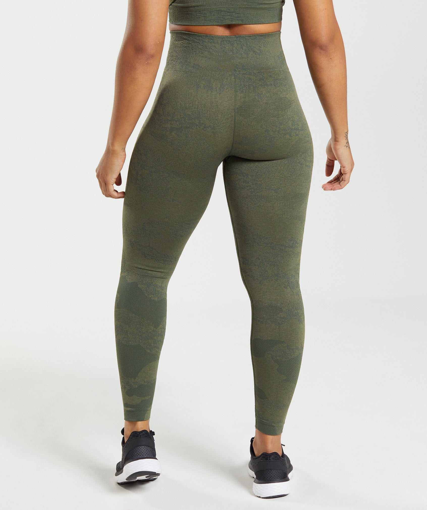 Olive / Olive Gymshark Adapt Camo Seamless Women's Leggings | XHPRAC389