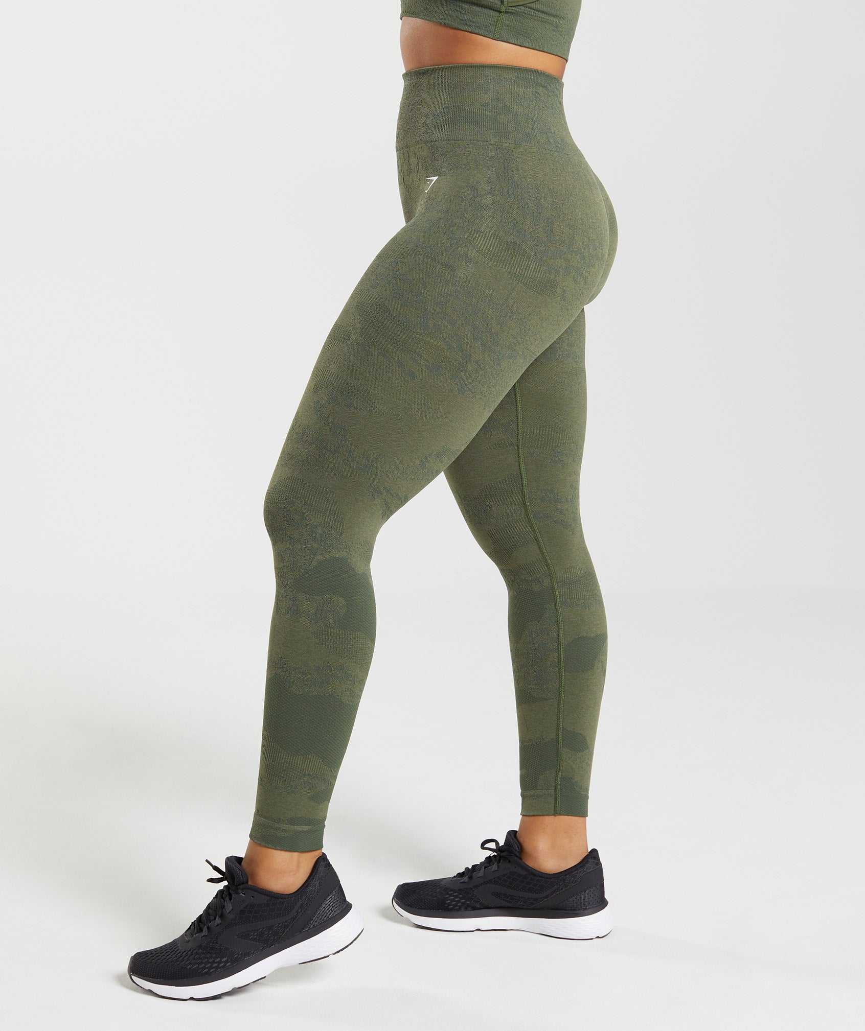 Olive / Olive Gymshark Adapt Camo Seamless Women's Leggings | XHPRAC389