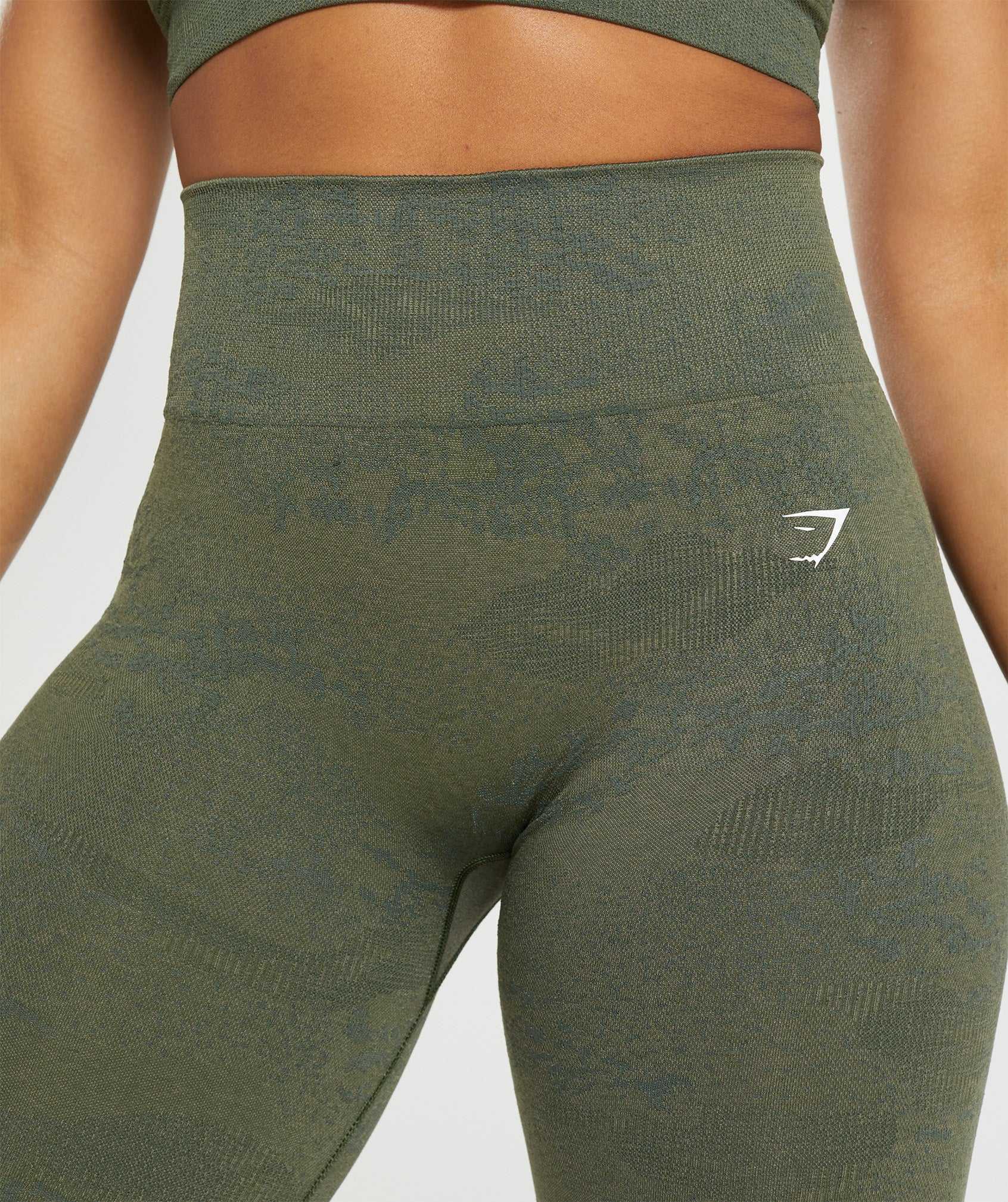 Olive / Olive Gymshark Adapt Camo Seamless Women's Leggings | XHPRAC389