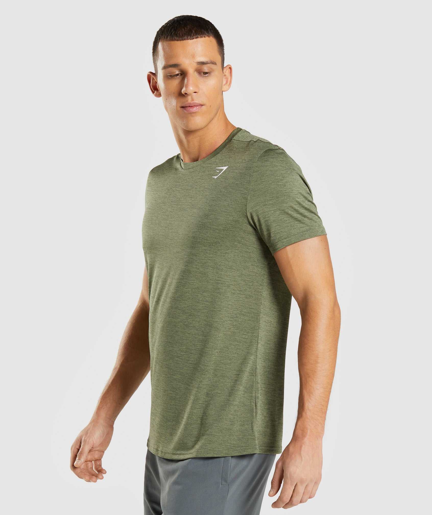 Olive / Olive Gymshark Arrival Marl Men's T Shirts | ZNPTAJ530