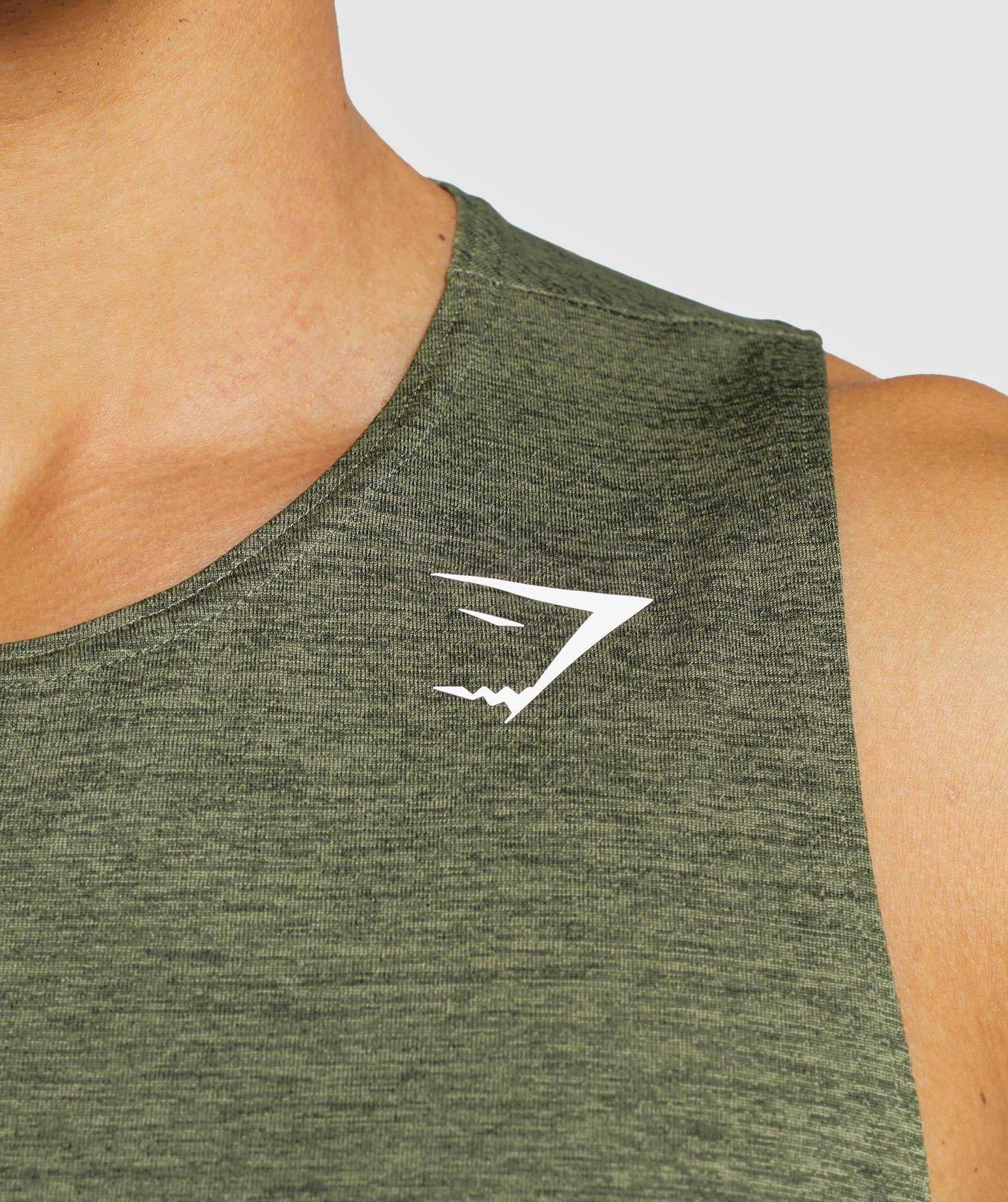 Olive / Olive Gymshark Arrival Slim Marl Men's Tanks | IMJNHT538