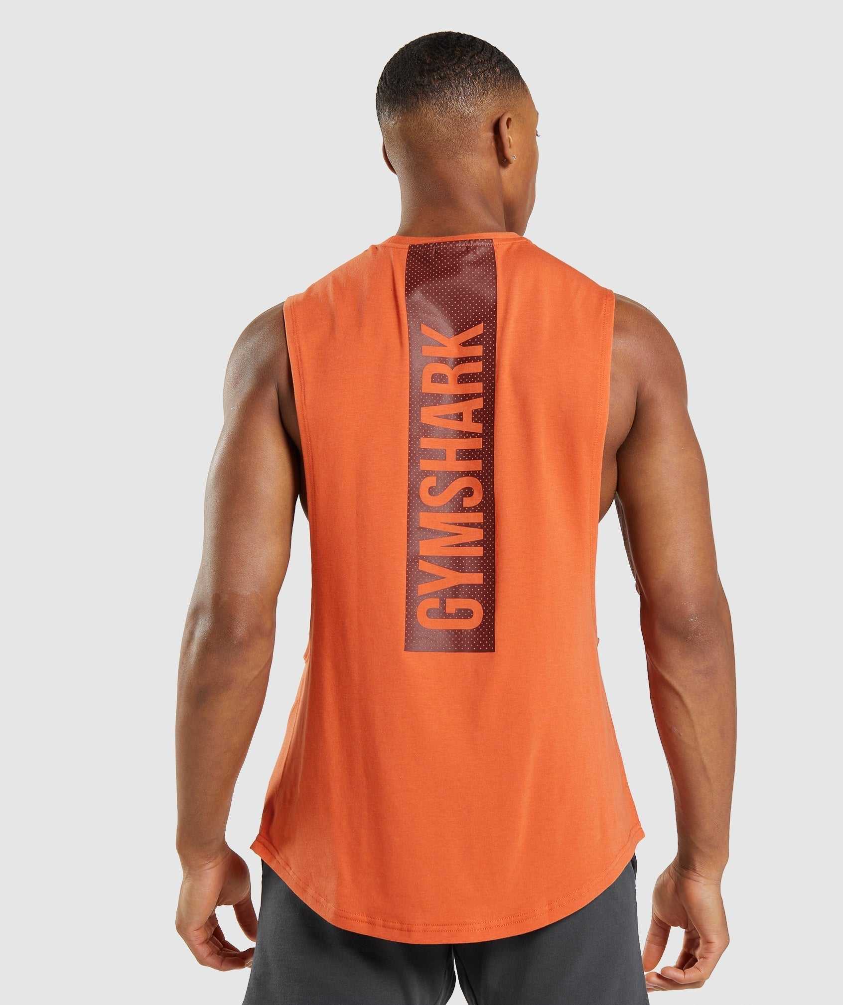 Orange Gymshark Bold Drop Arm Men\'s Tanks | VRHIAX478