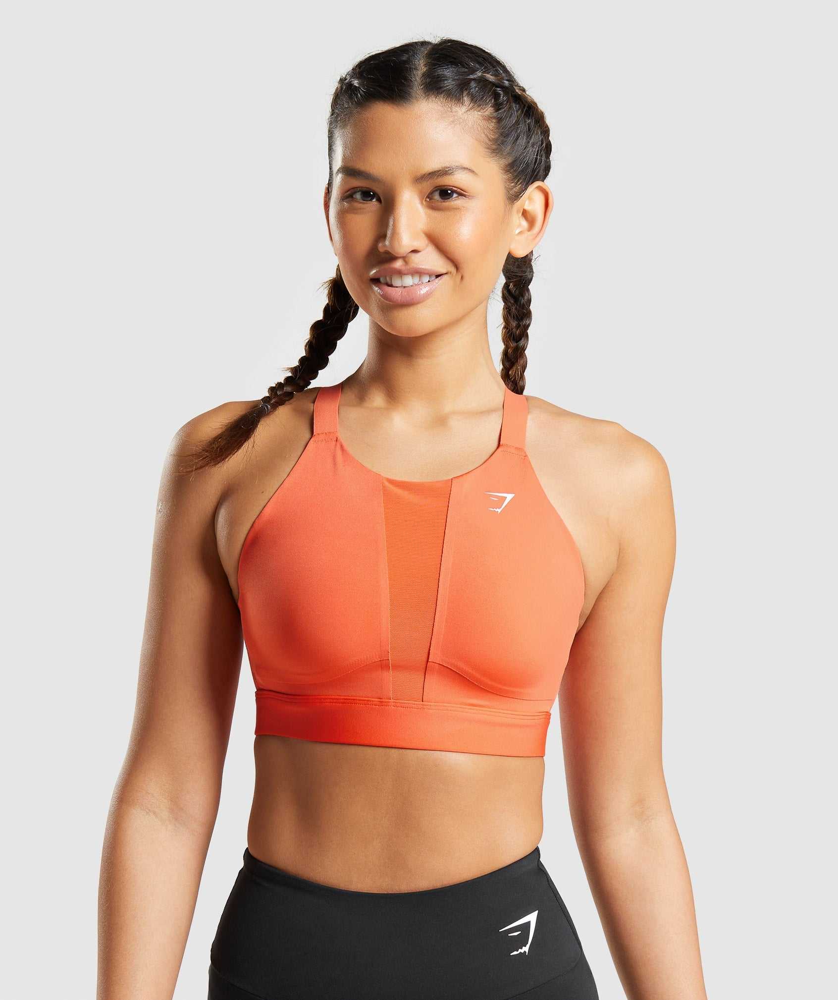 Orange Gymshark Mesh Neckline 2.0 Women's Sports Bra | LWVAEK203