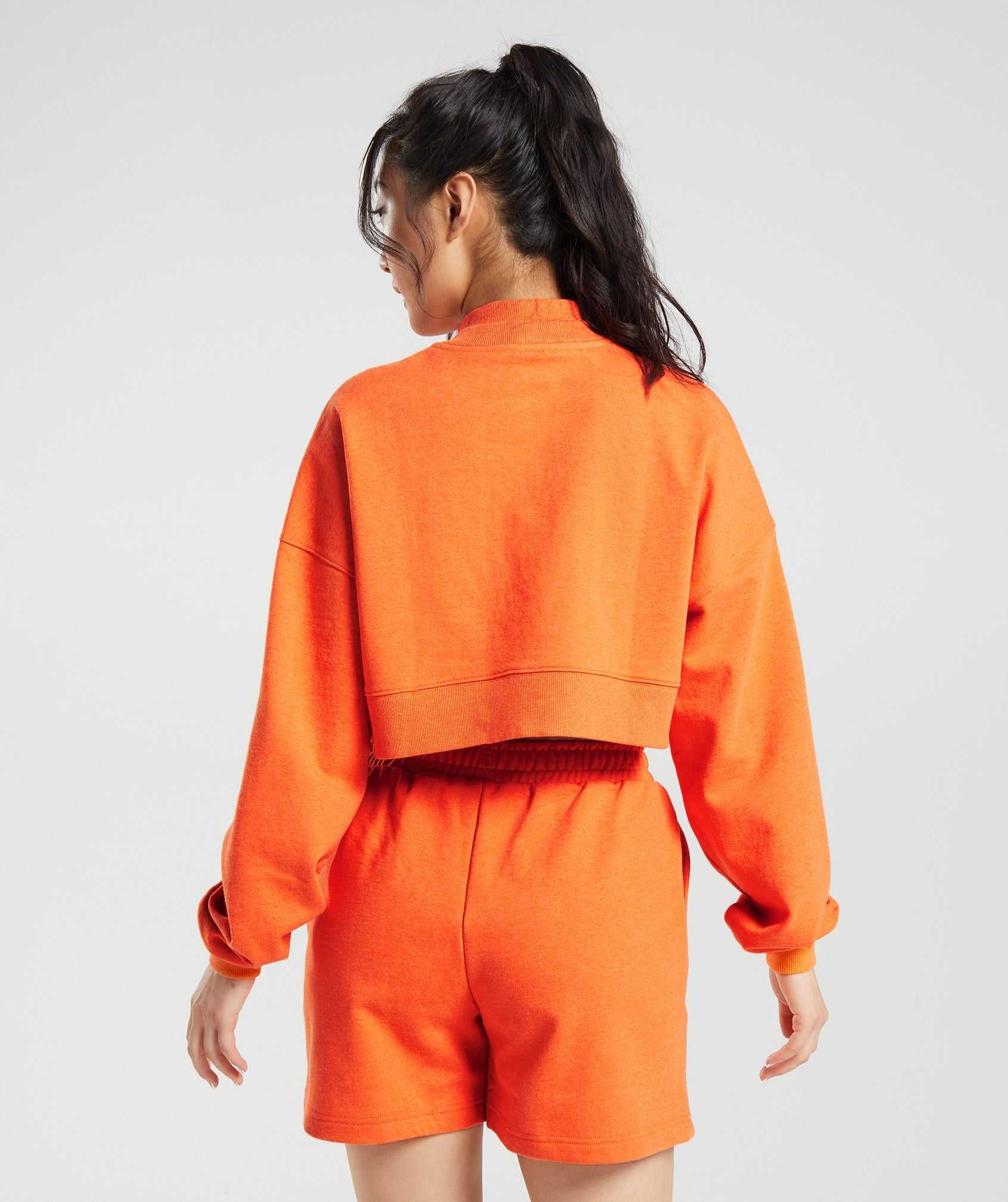 Orange Gymshark Rest Day Sweats Cropped Women's Pullover | LFXAZU281