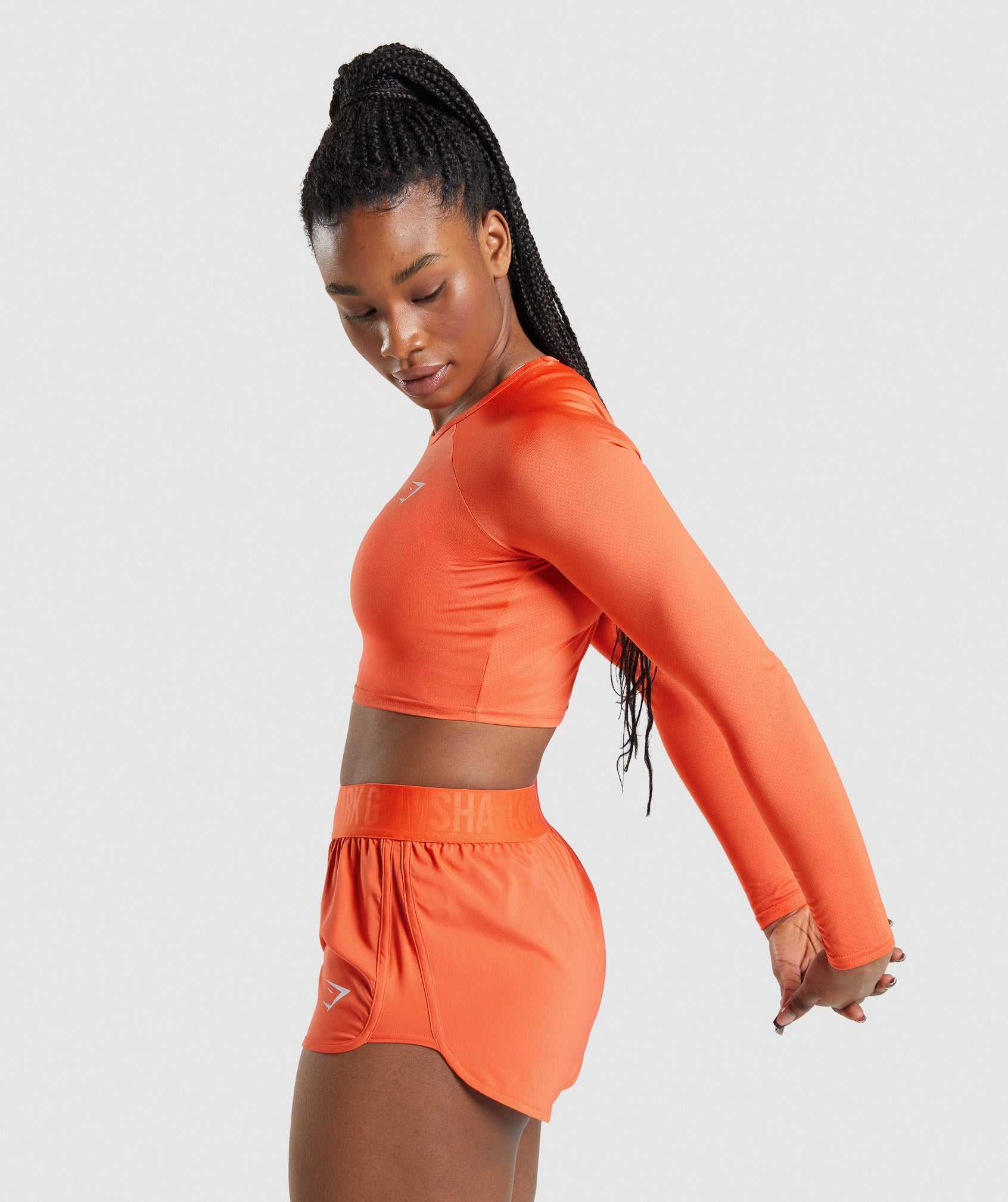 Orange Gymshark Training Long Sleeve Crop Women's Tops | OJXBPF230