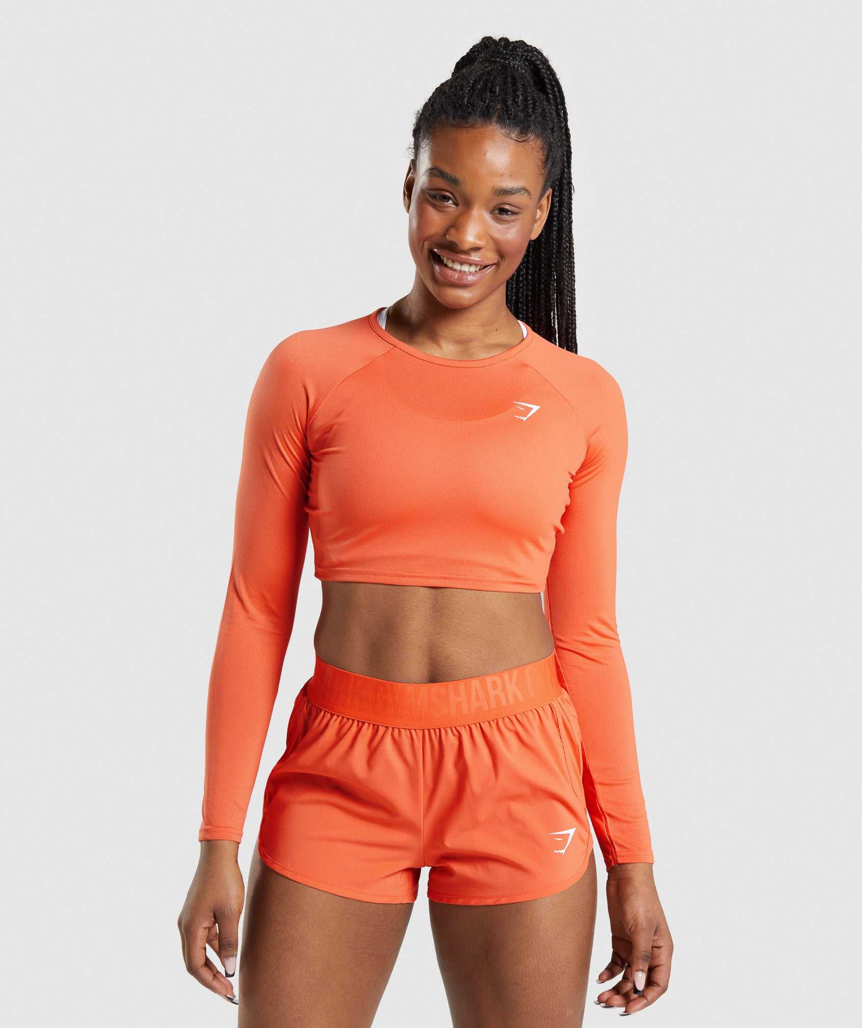 Orange Gymshark Training Long Sleeve Crop Women\'s Tops | OJXBPF230