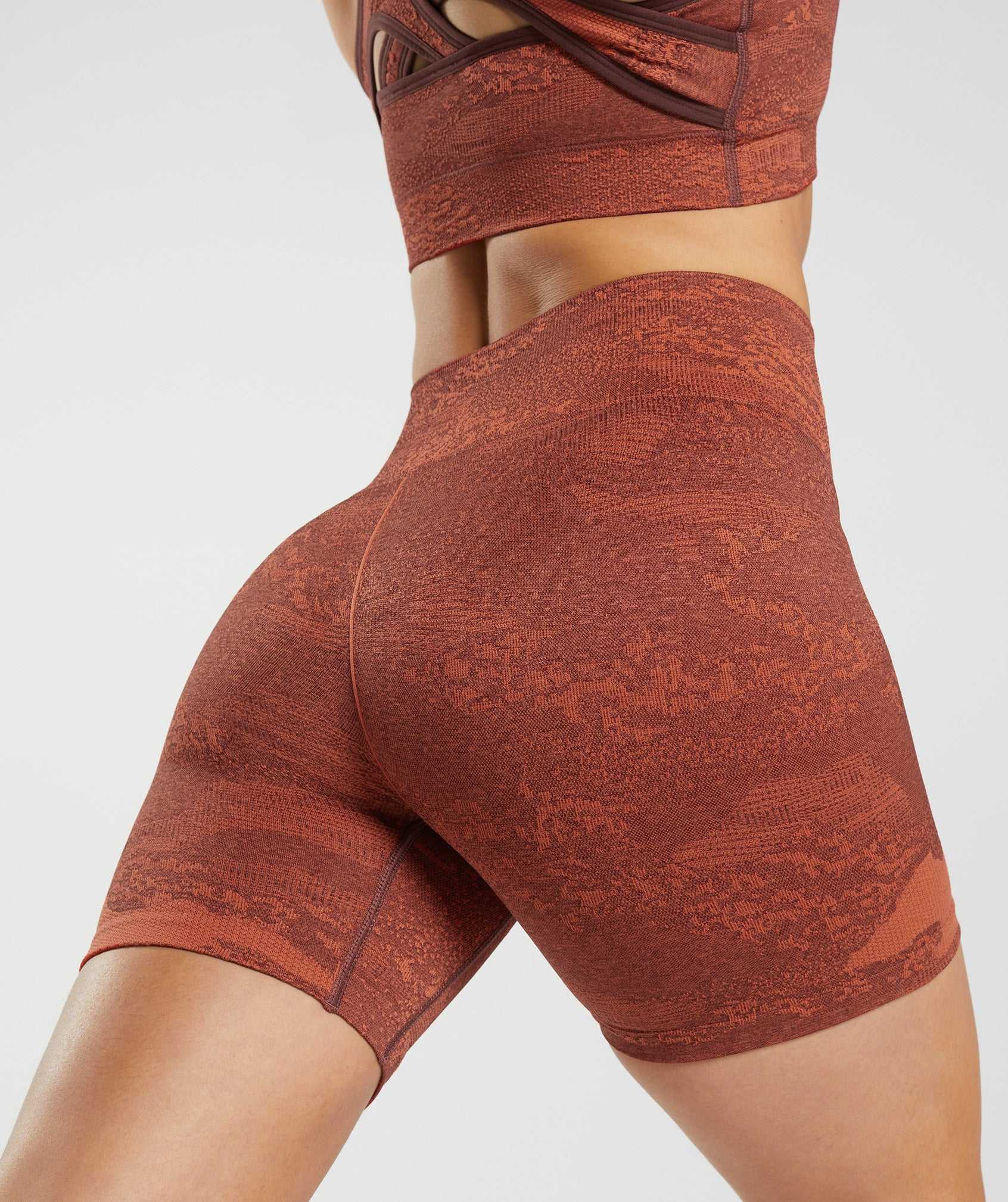 Orange / Red / Pink Brown Gymshark Adapt Camo Seamless Women's Shorts | NTGVBR180