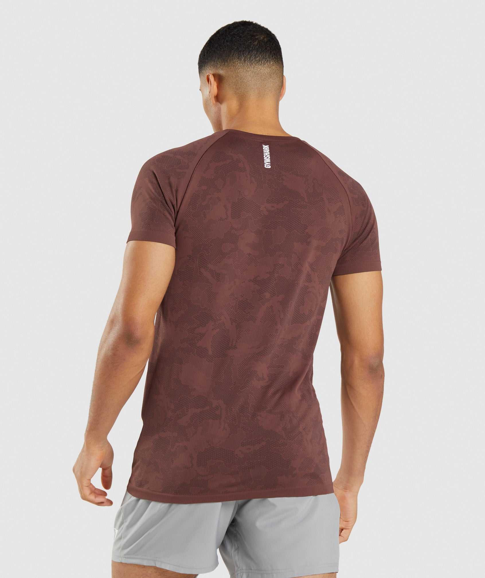 Pink Brown / Black Gymshark Geo Seamless Men's T Shirts | KMQCHA253