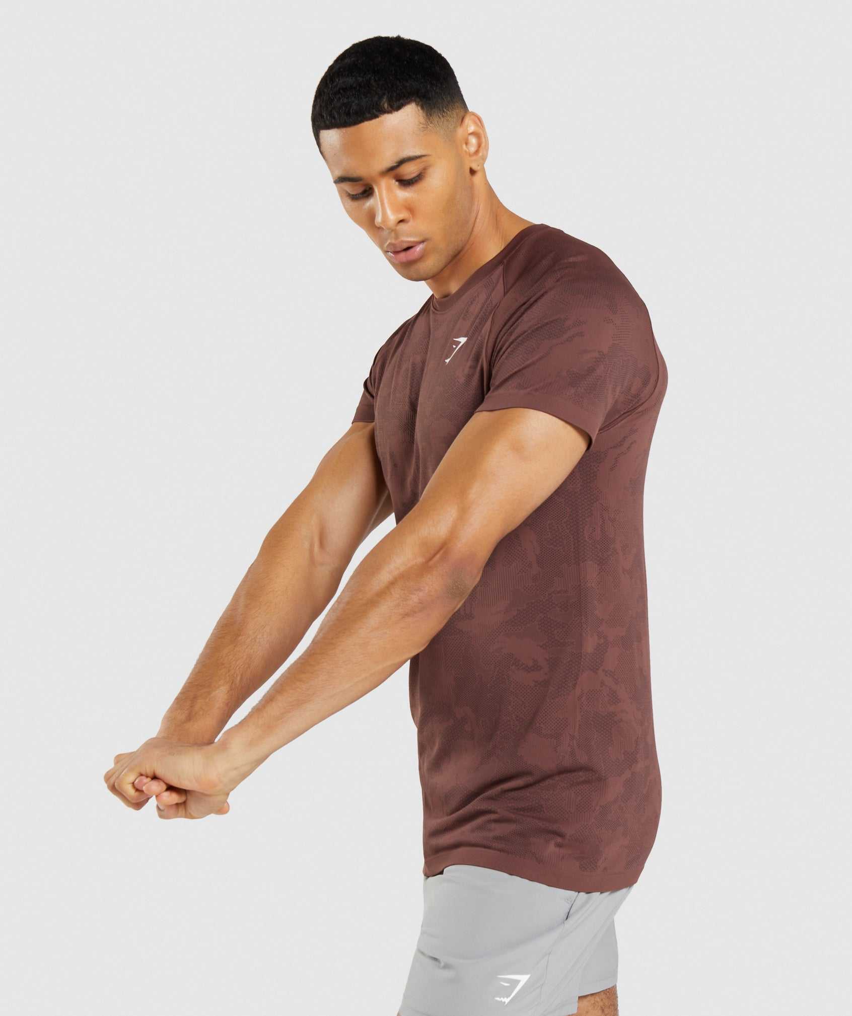 Pink Brown / Black Gymshark Geo Seamless Men's T Shirts | KMQCHA253