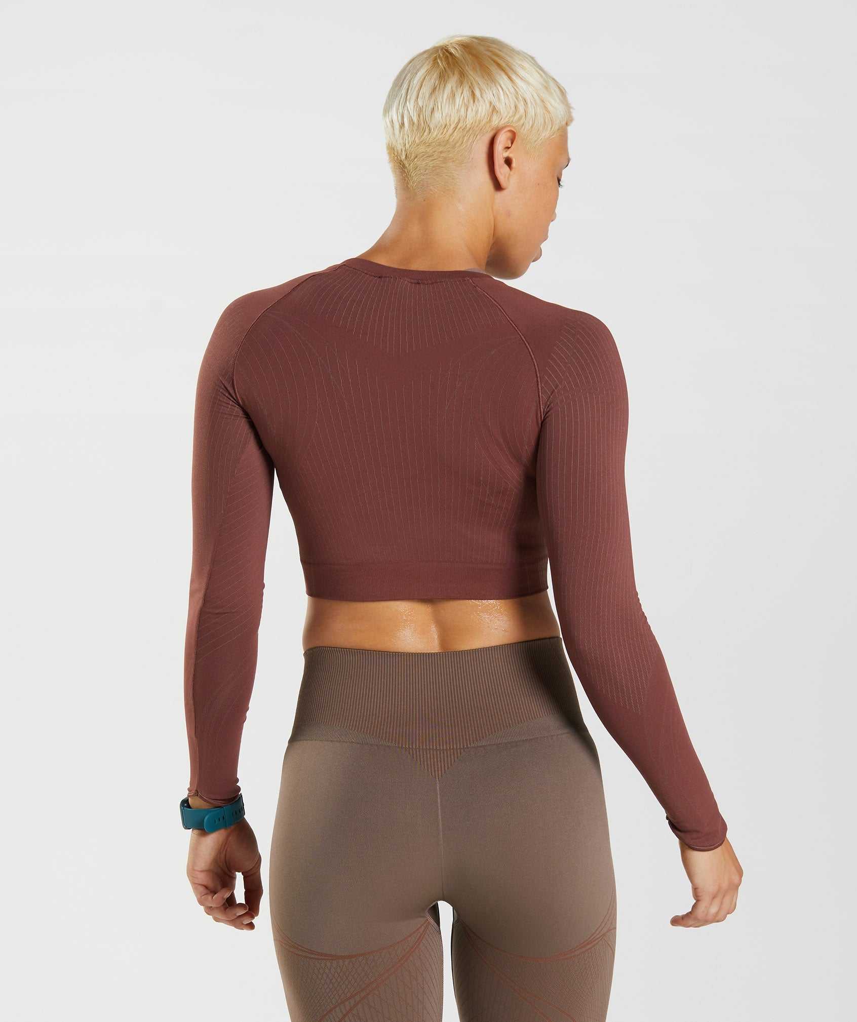 Pink Brown / Brown Gymshark Apex Seamless Crop Women's Tops | IEMWFK760