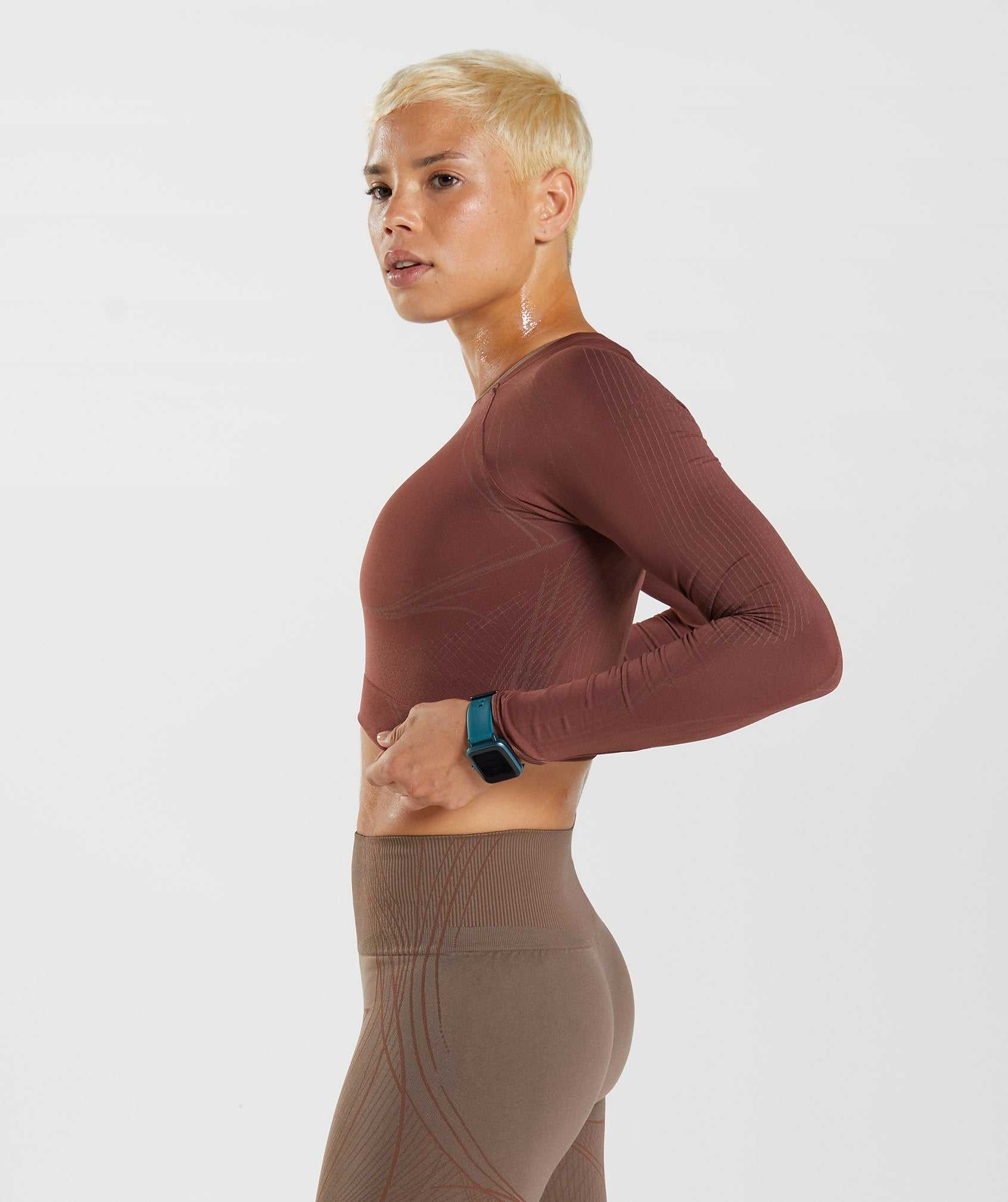 Pink Brown / Brown Gymshark Apex Seamless Crop Women's Tops | IEMWFK760