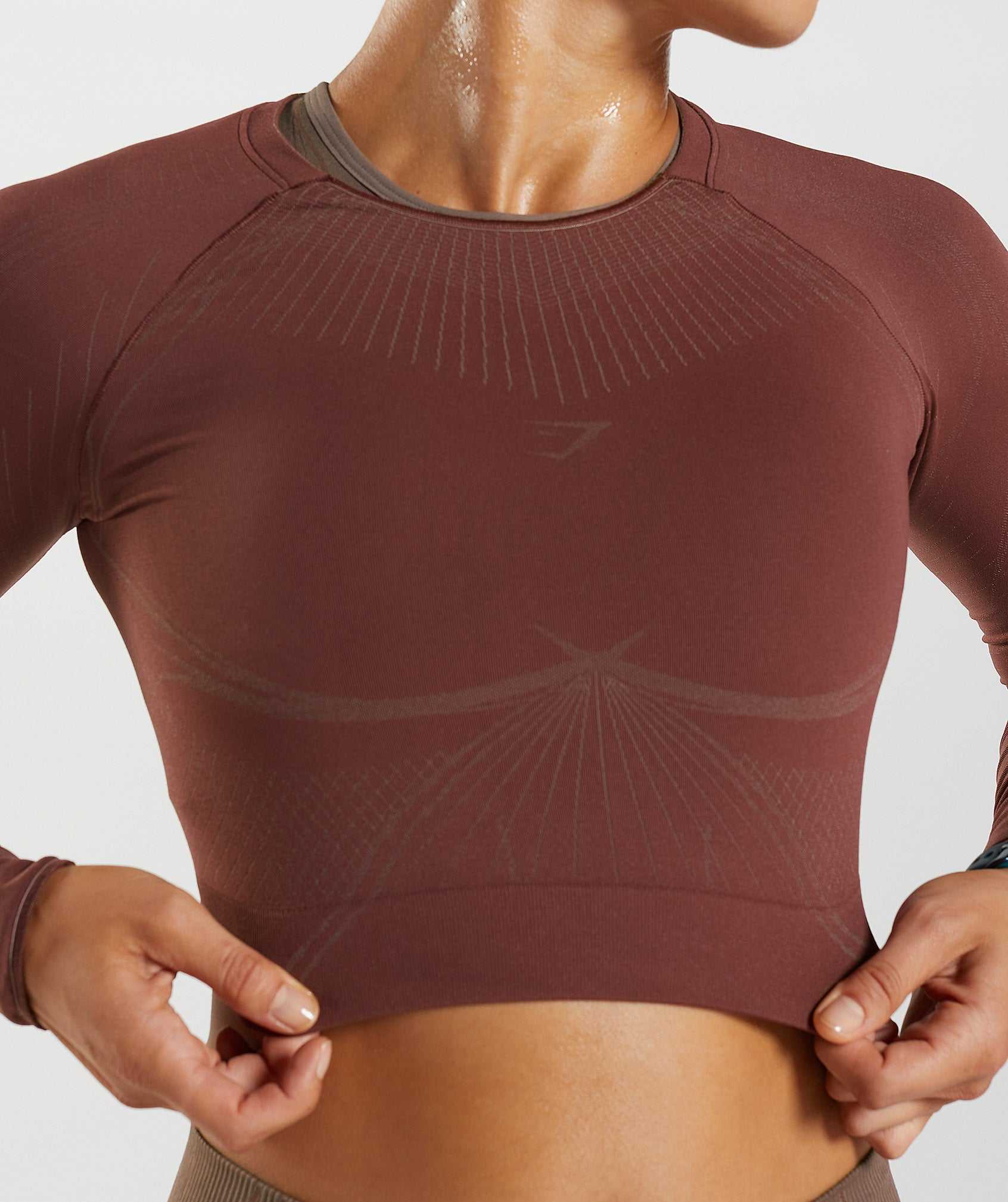 Pink Brown / Brown Gymshark Apex Seamless Crop Women's Tops | IEMWFK760