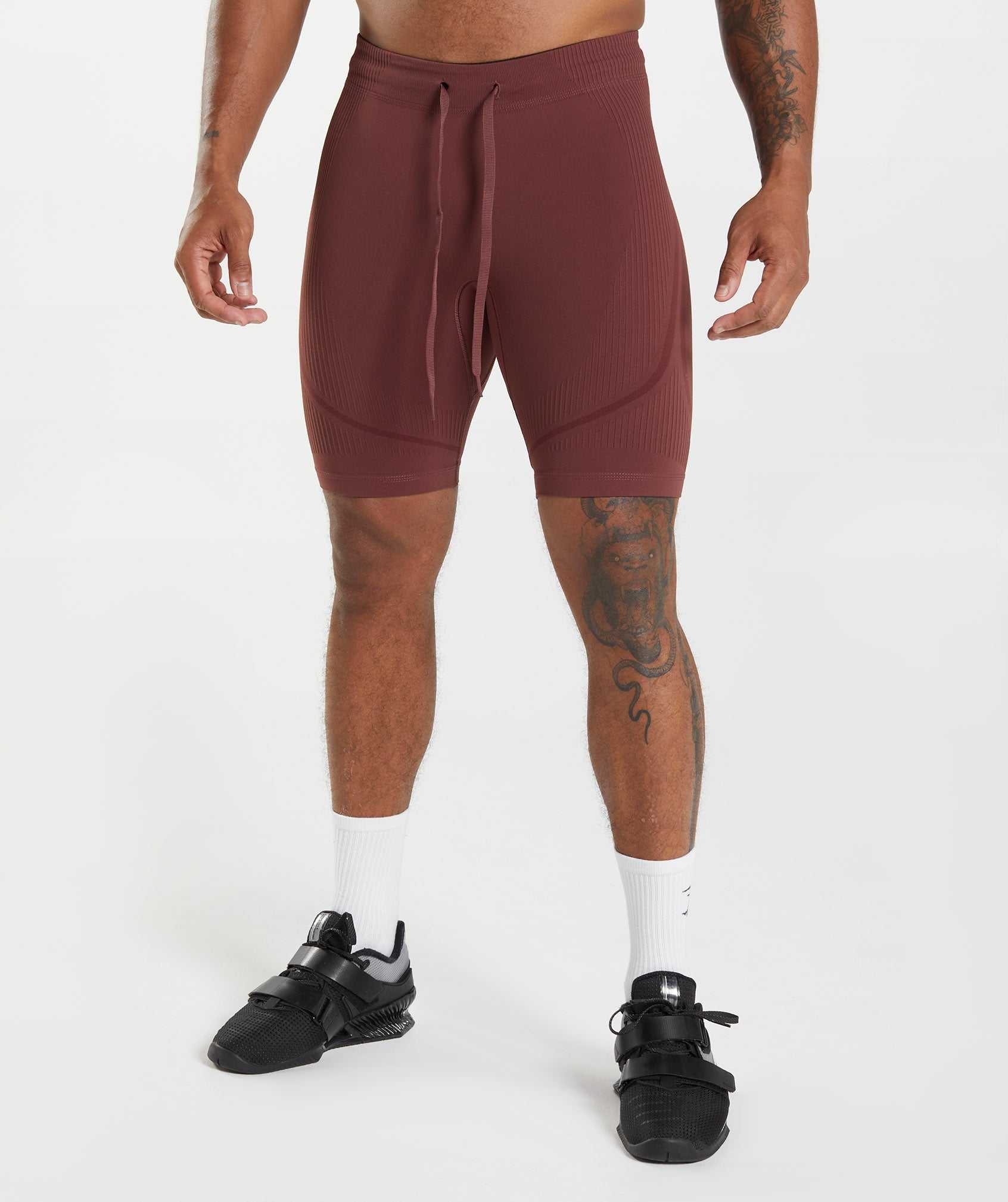 Pink Brown / Burgundy Gymshark 315 Seamless 1/2 Men\'s Shorts | ZDPEQK104