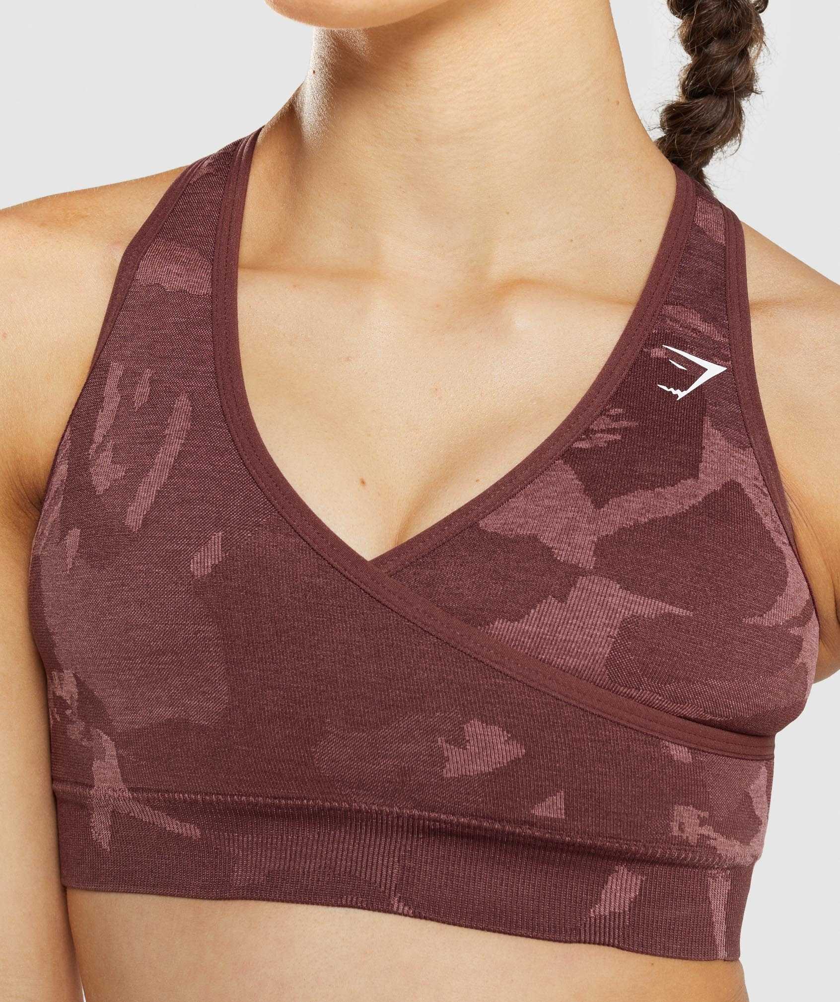 Pink Brown Gymshark Adapt Camo Seamless Women's Sports Bra | YCNPUA489