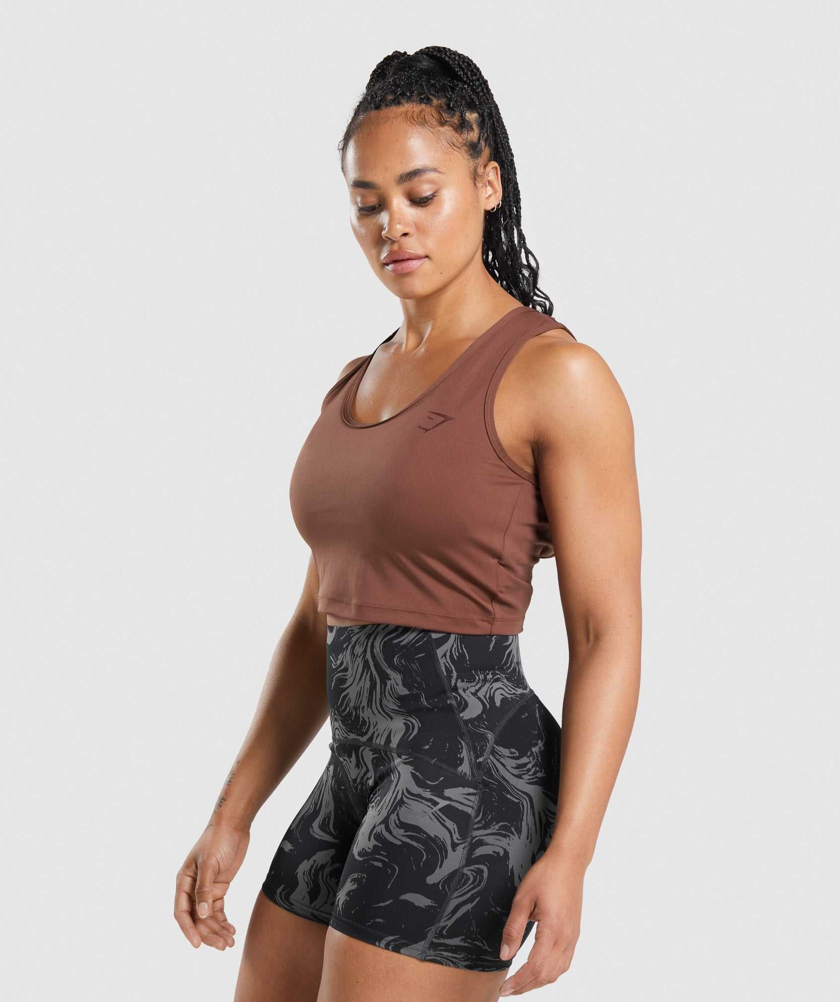 Pink Brown Gymshark GS Power Open Back Cropped Women's Tanks | PVWDRX937