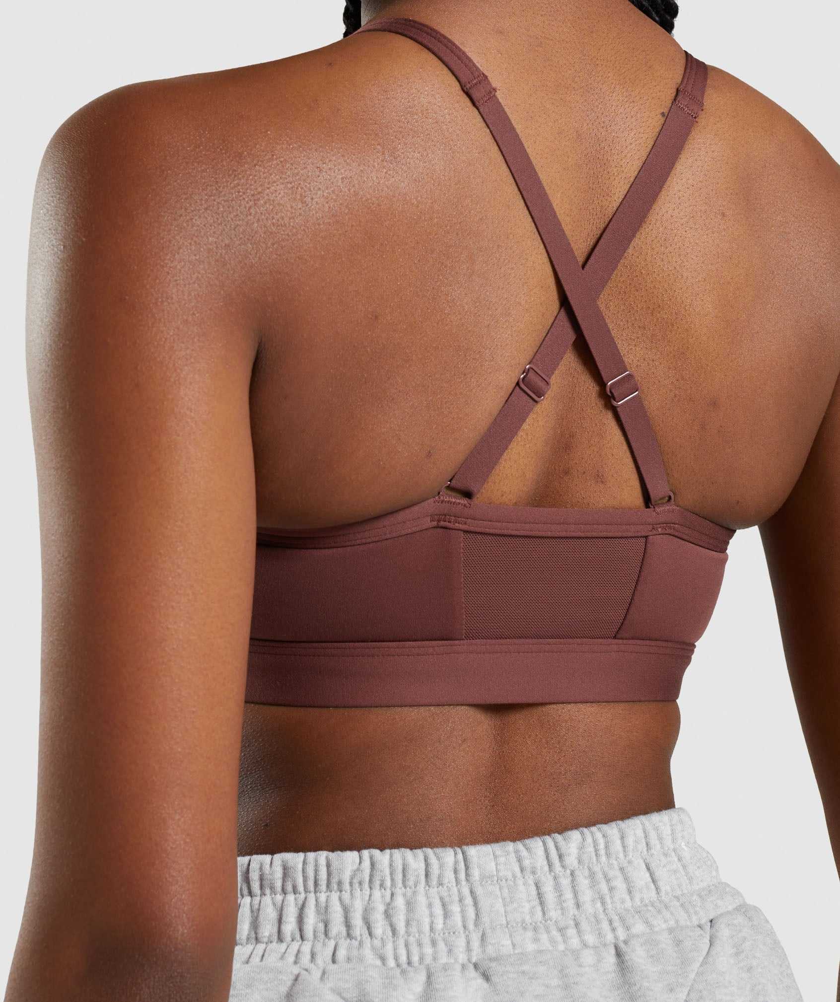 Pink Brown Gymshark Ruched Women's Sports Bra | FWRVAL624