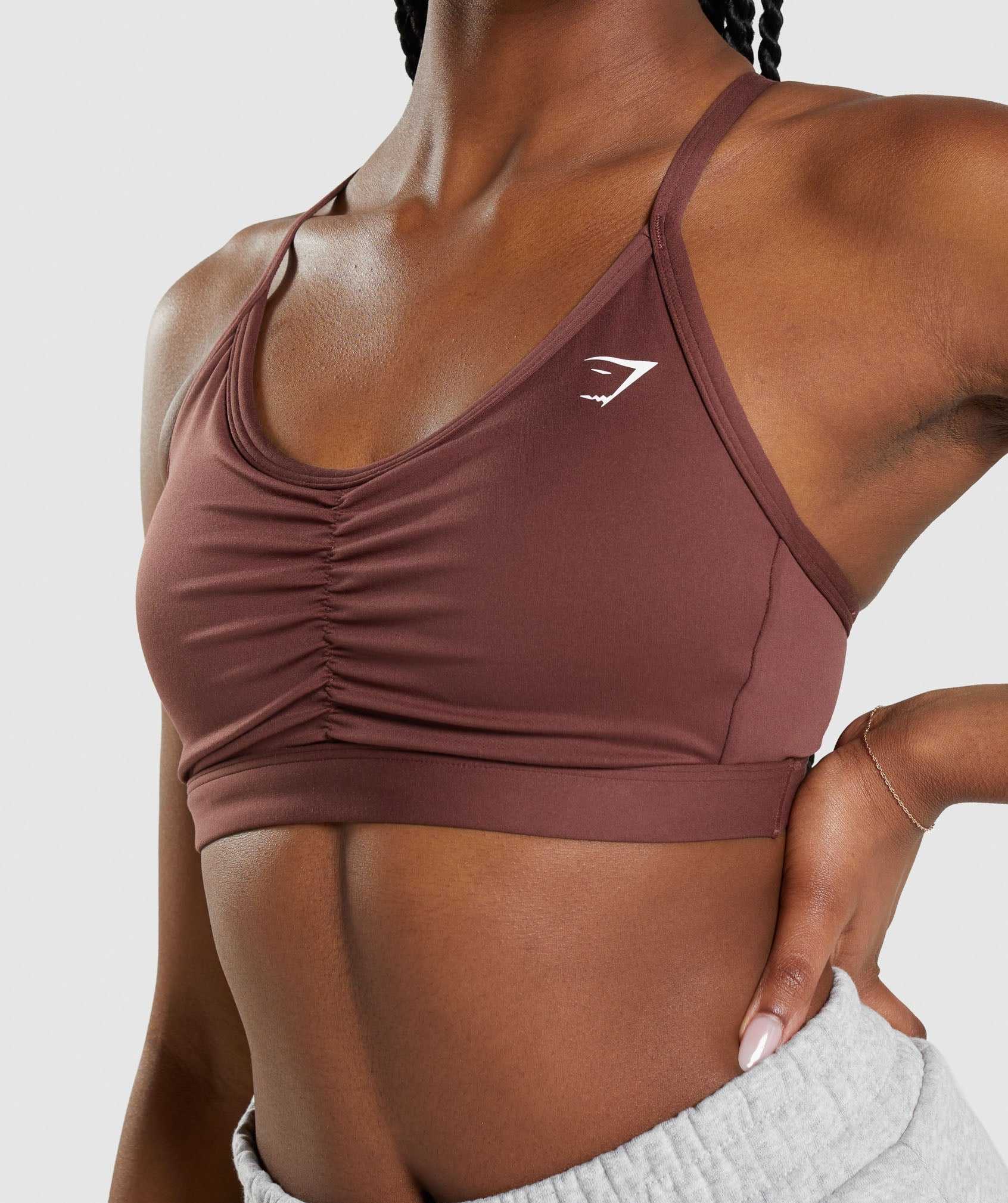 Pink Brown Gymshark Ruched Women's Sports Bra | FWRVAL624