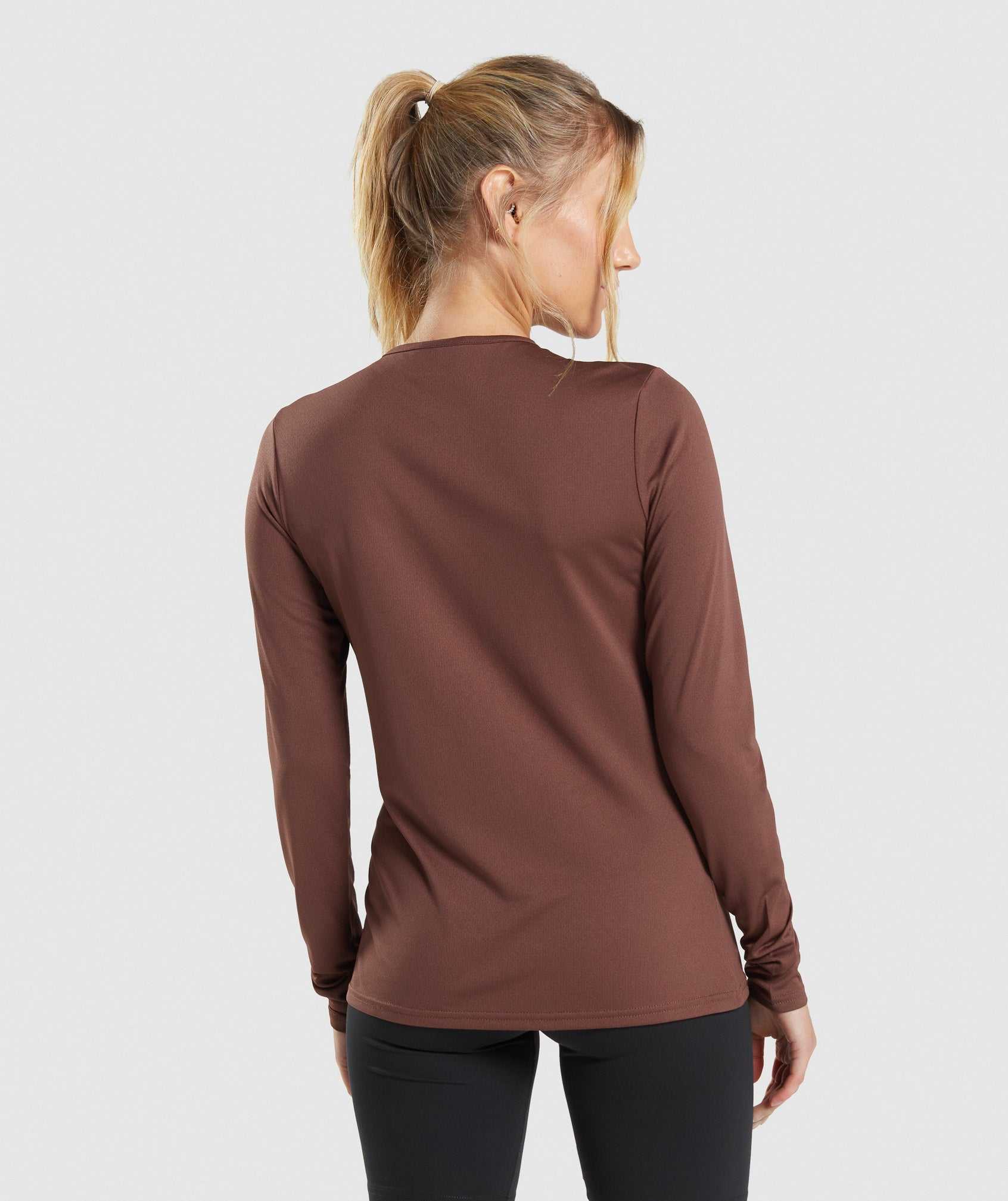 Pink Brown Gymshark Training Long Sleeve Women's Tops | IXVMPC975