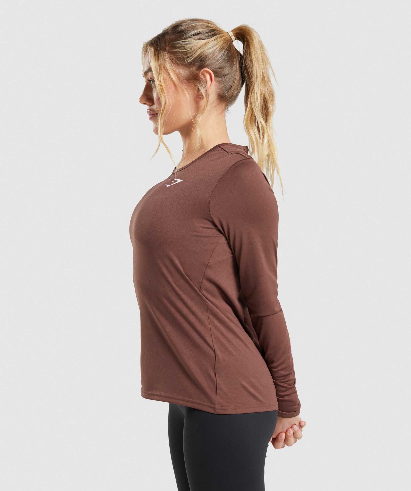 Pink Brown Gymshark Training Long Sleeve Women's Tops | IXVMPC975