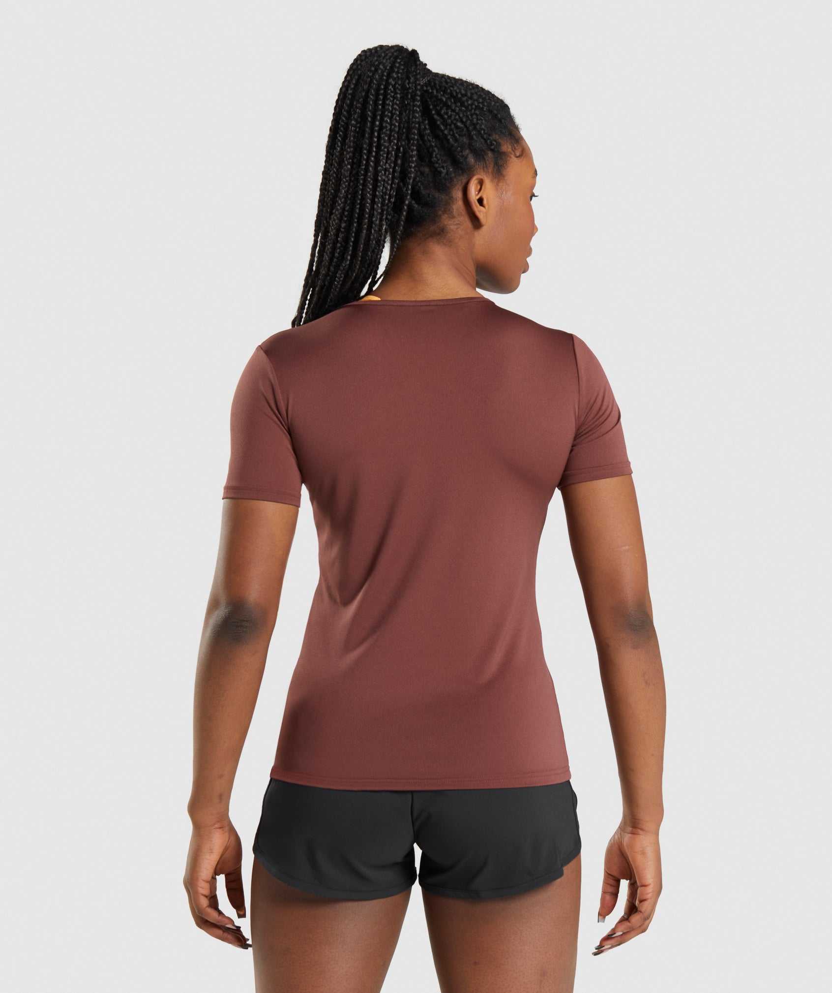 Pink Brown Gymshark Training Women's T Shirts | MDNLWR109