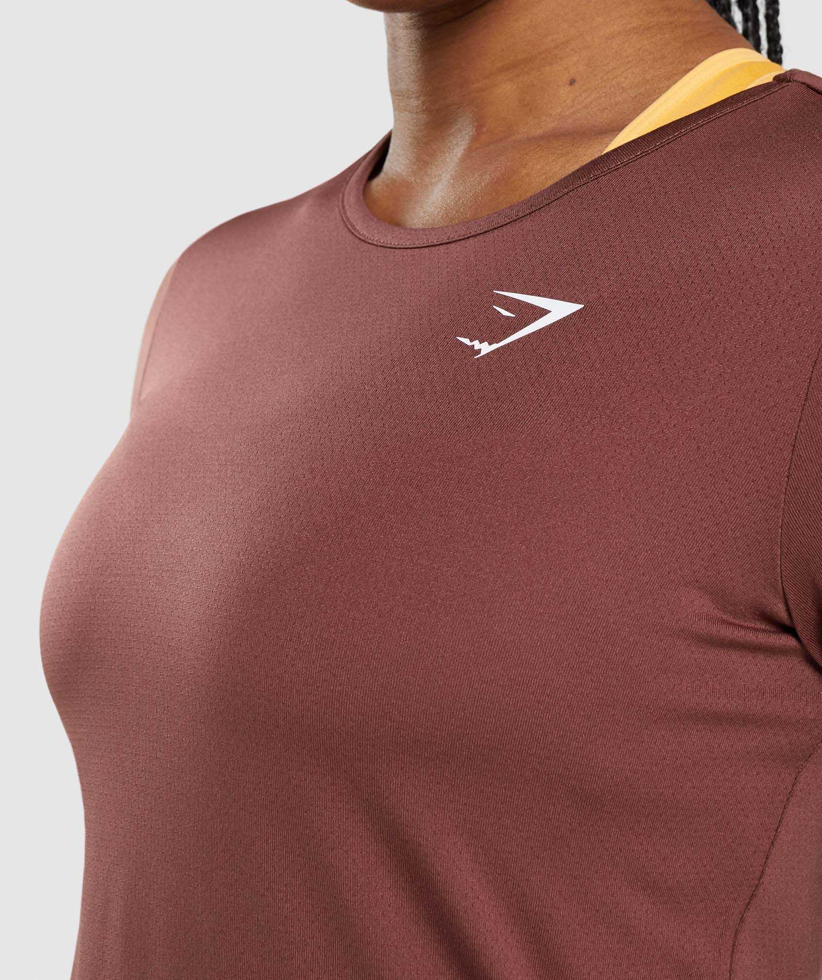 Pink Brown Gymshark Training Women's T Shirts | MDNLWR109